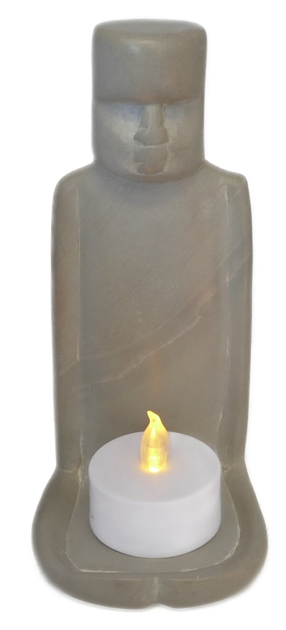 Stone Easter Island Statue Tealight Holder 14cm with Storycard - FriendlyTradingCo