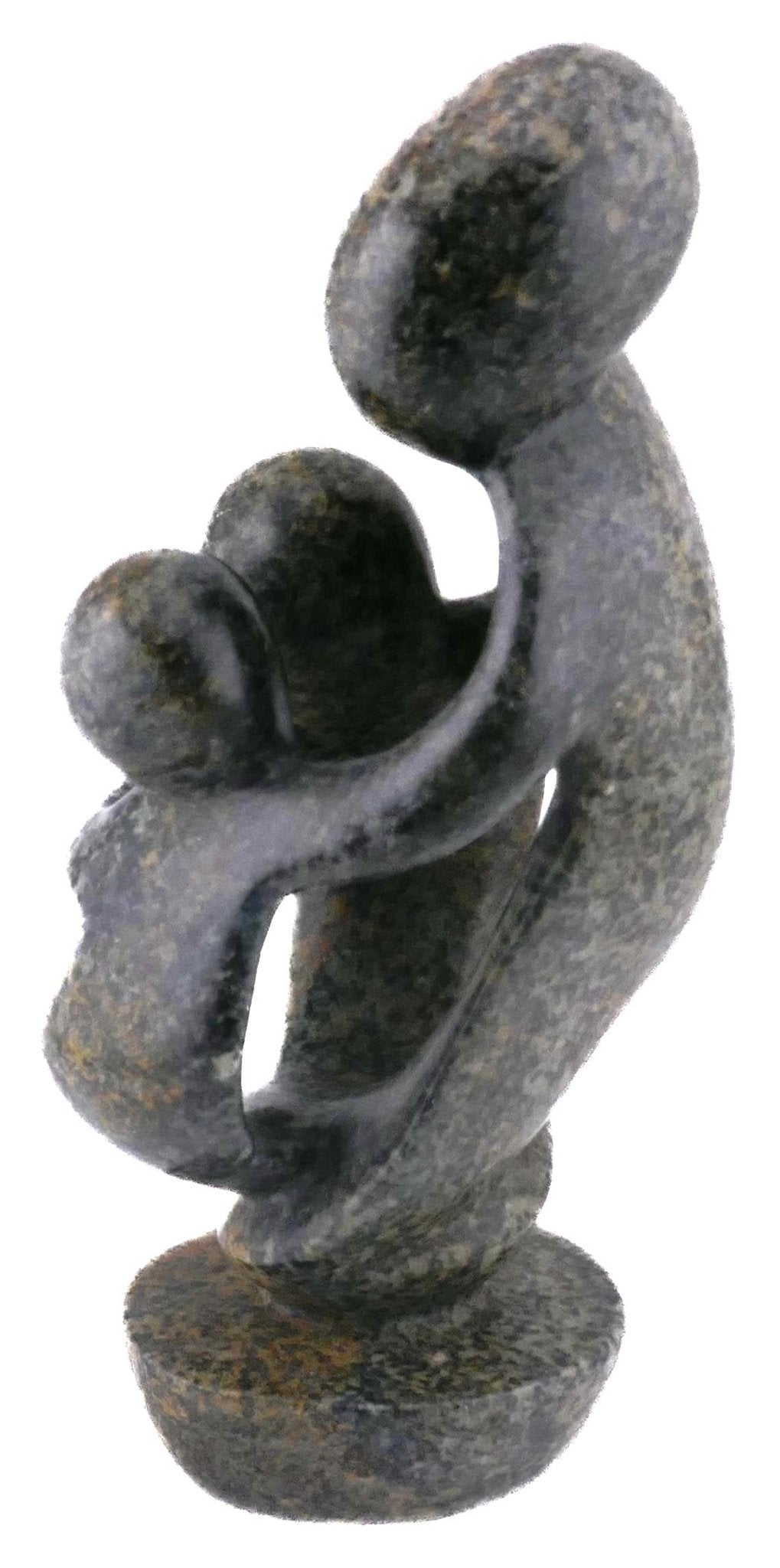 Stone Family of 3 African Art Leopardstone Sculpture 20 cm, 1.2kg by Zimbabwe Shona Artists // with Storycard - FriendlyTradingCo