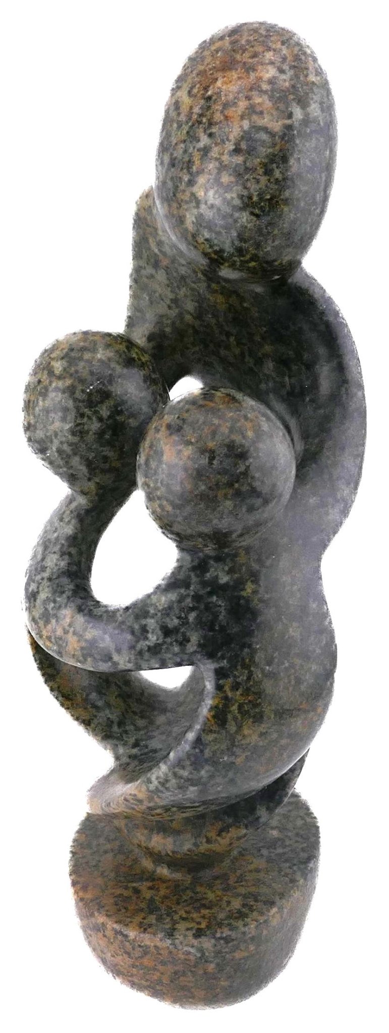 Stone Family of 3 African Art Leopardstone Sculpture 20 cm, 1.2kg by Zimbabwe Shona Artists // with Storycard - FriendlyTradingCo
