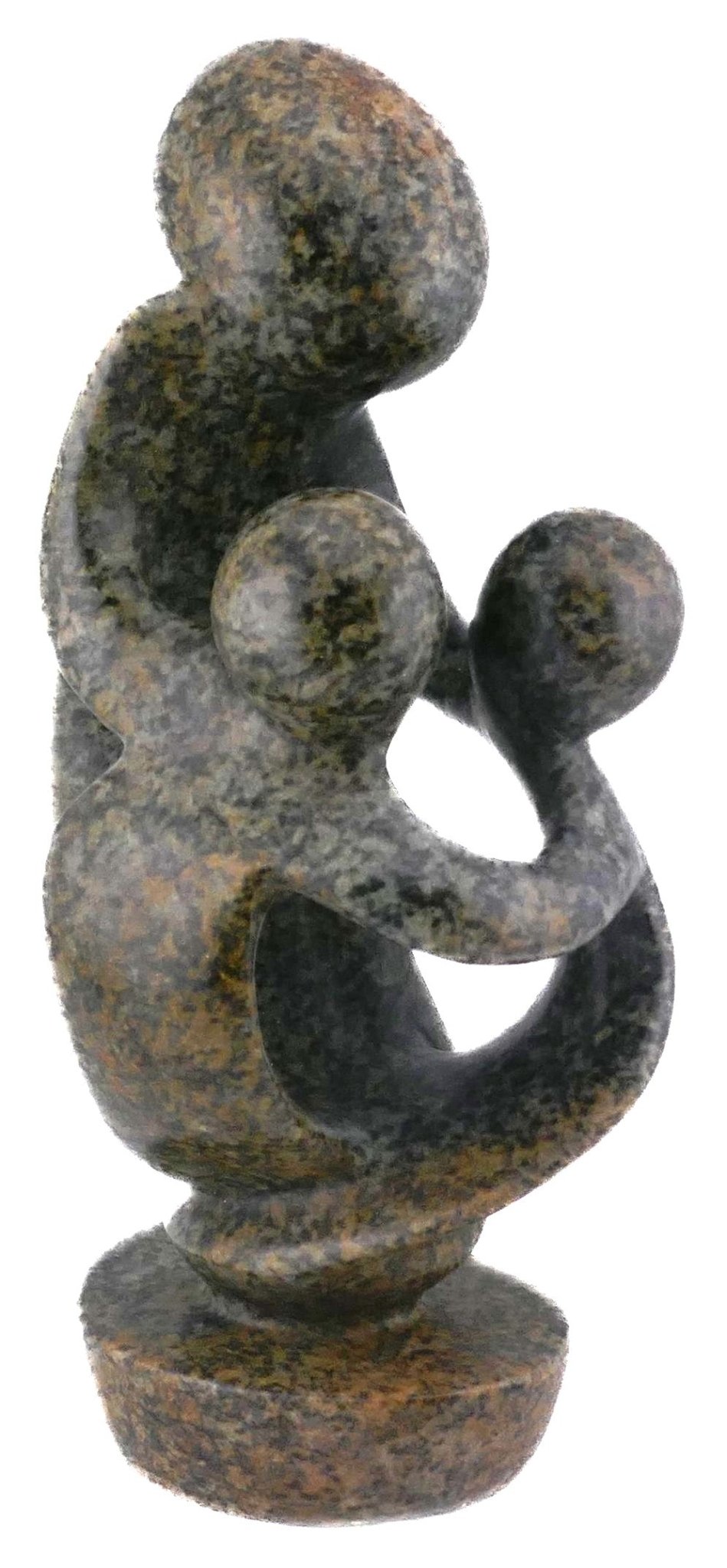 Stone Family of 3 African Art Leopardstone Sculpture 20 cm, 1.2kg by Zimbabwe Shona Artists // with Storycard - FriendlyTradingCo