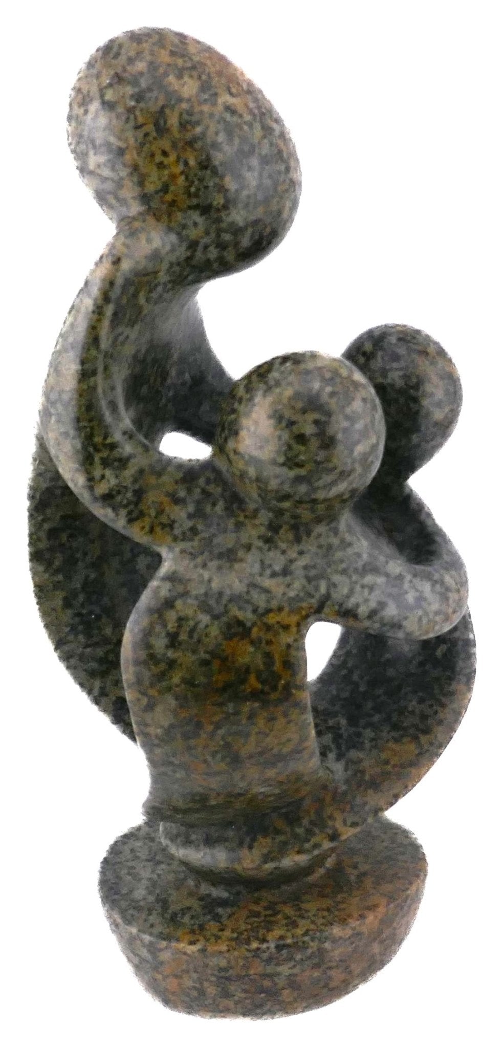 Stone Family of 3 African Art Leopardstone Sculpture 20 cm, 1.2kg by Zimbabwe Shona Artists // with Storycard - FriendlyTradingCo