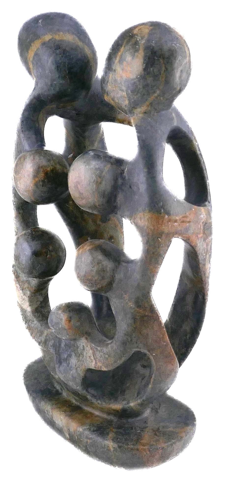 Stone Family of 7 African Art Serpentine Sculpture 20 cm, 1.2kg by Zimbabwe Shona Artists // with Storycard - FriendlyTradingCo