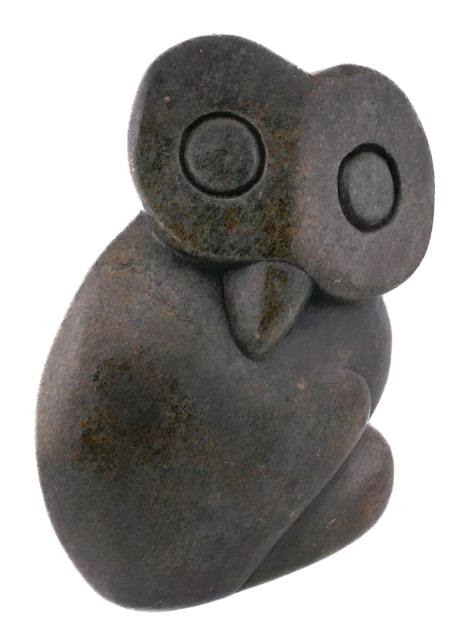 Stone Owl African Art Stone Sculpture 15 cm, 1.2kg by Zimbabwe Shona Artists // with Storycard - FriendlyTradingCo
