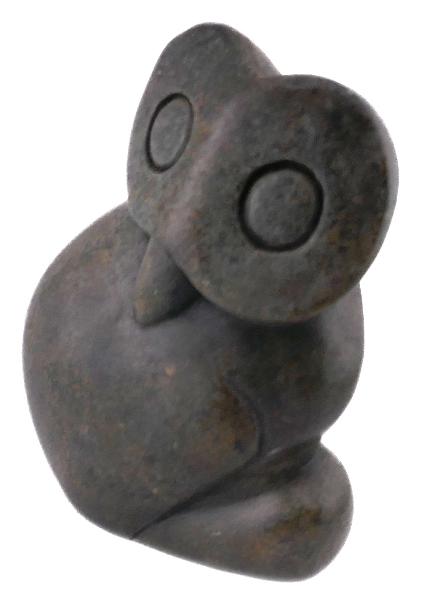 Stone Owl African Art Stone Sculpture 15 cm, 1.2kg by Zimbabwe Shona Artists // with Storycard - FriendlyTradingCo