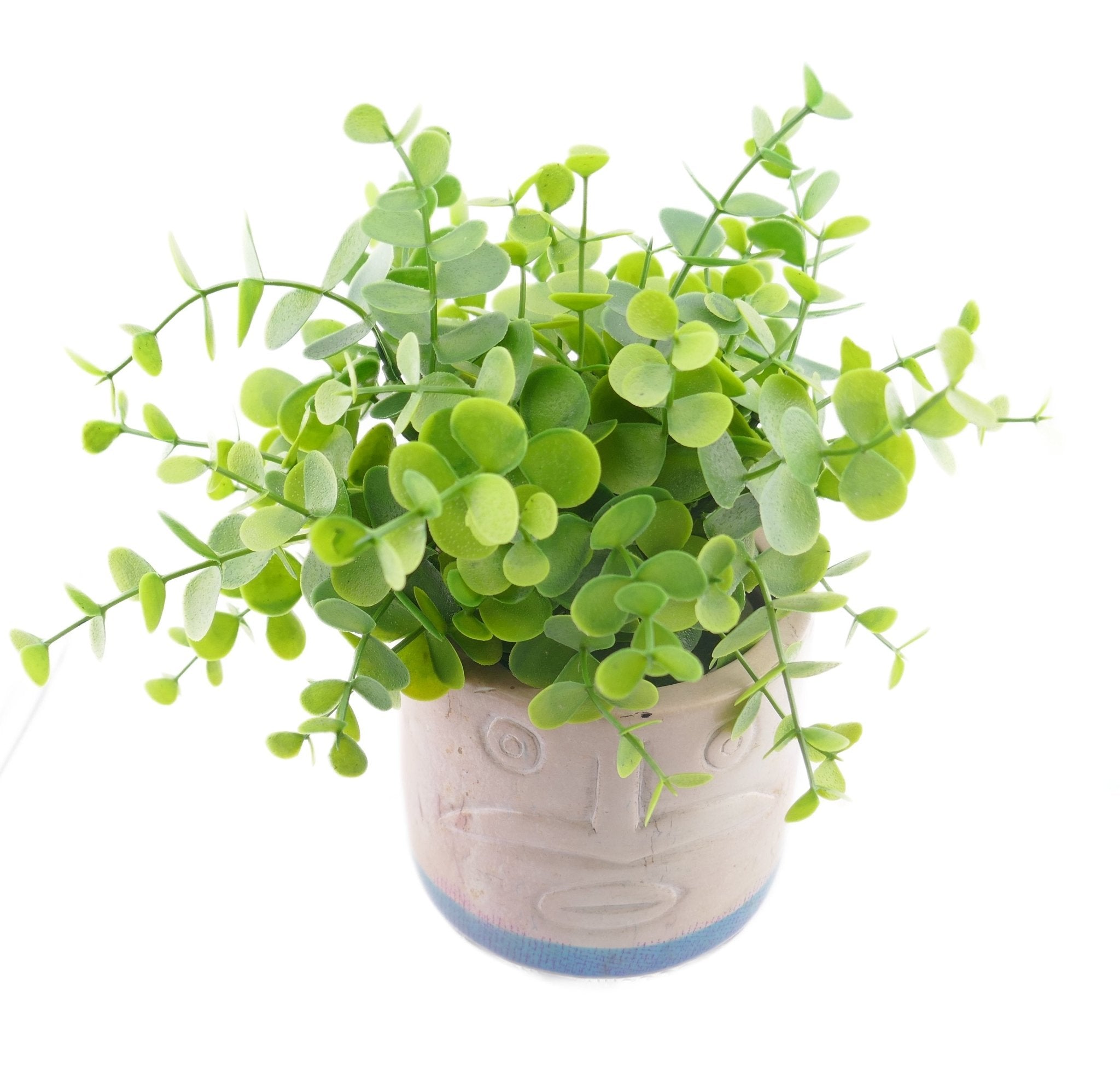 Stone Planter Plant Pot African warrior face design hand made 10cm with Storycard Orange or Blue Stripe - FriendlyTradingCo