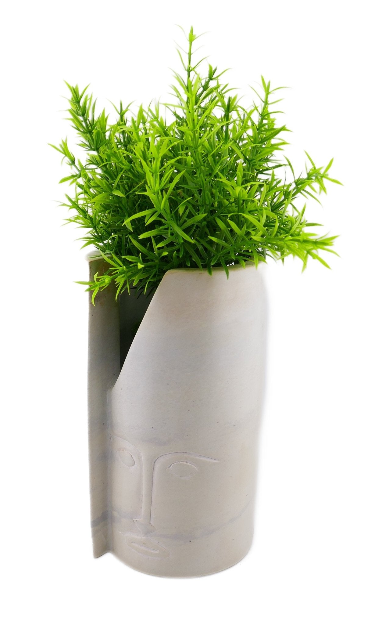 Stone Planter with Warrior Face hand made 20 cm with Storycard - FriendlyTradingCo