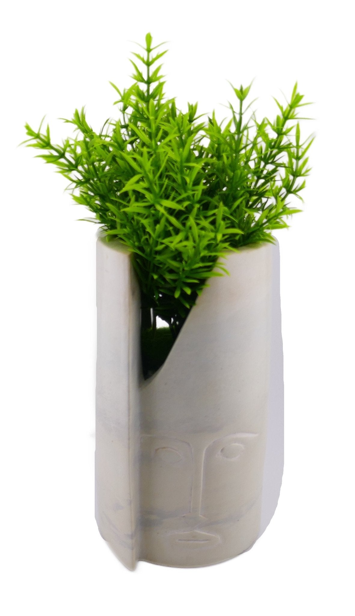 Stone Planter with Warrior Face hand made 20 cm with Storycard - FriendlyTradingCo