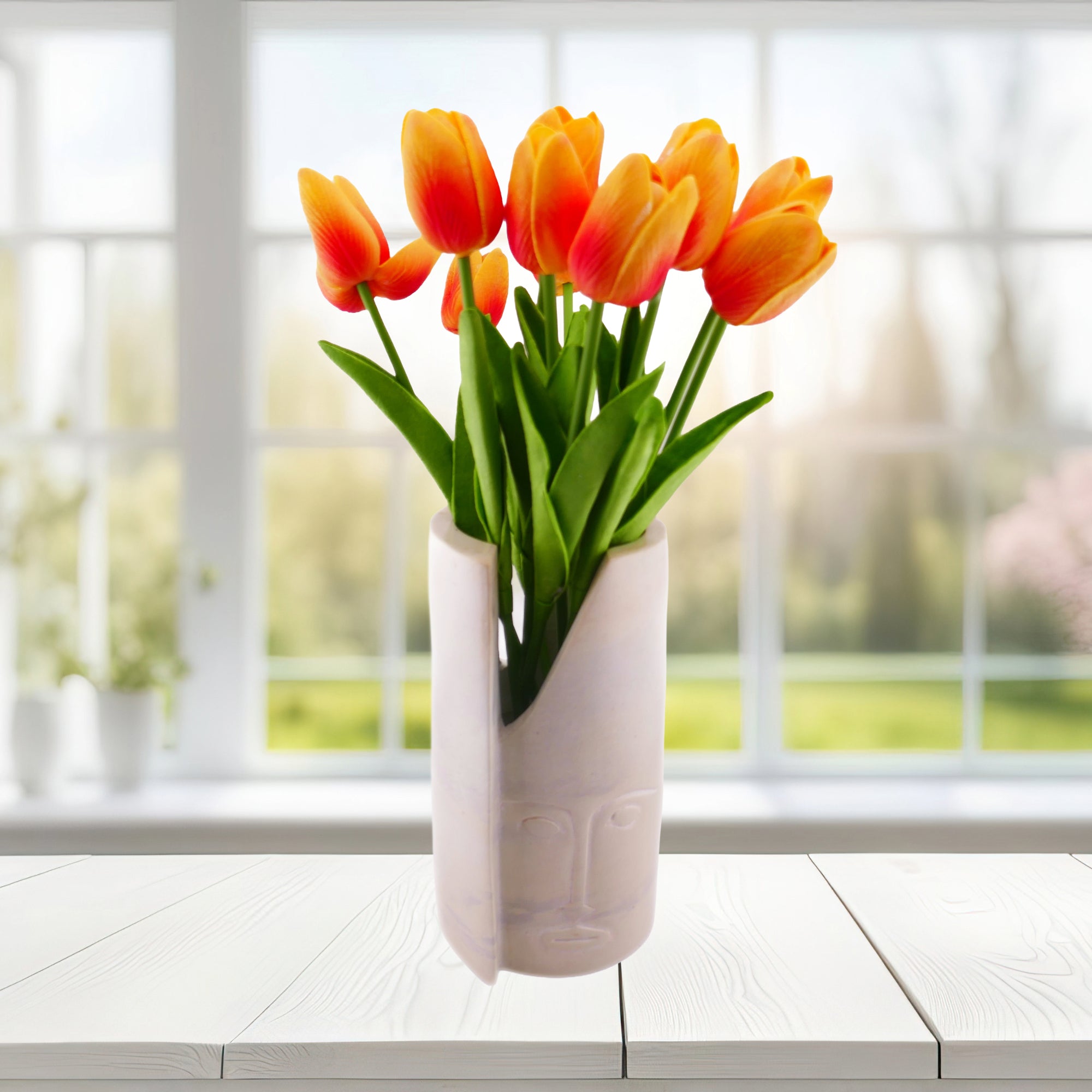 Stone Planter with Warrior Face hand made 20 cm with Storycard - FriendlyTradingCo