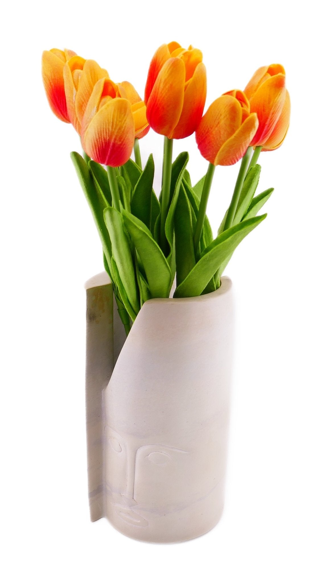 Stone Planter with Warrior Face hand made 20 cm with Storycard - FriendlyTradingCo