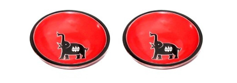 Stone Snack Bowls // Red or Orange Elephant Design // Handcrafted in Africa // with Story - card - FriendlyTradingCo
