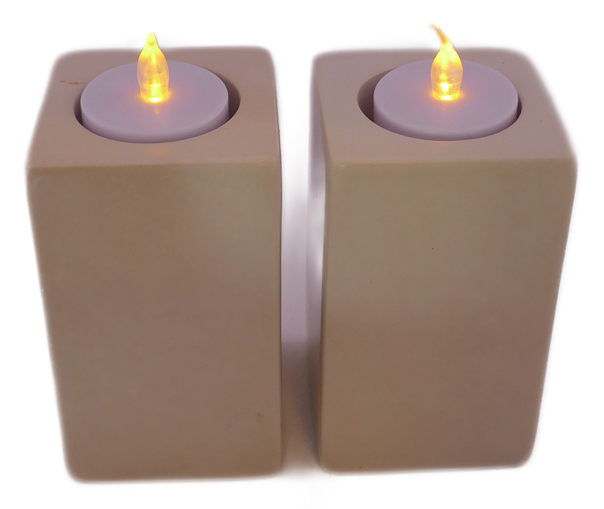 Stone Tall Tealight Holder Rectangle 10cm with Storycard - FriendlyTradingCo