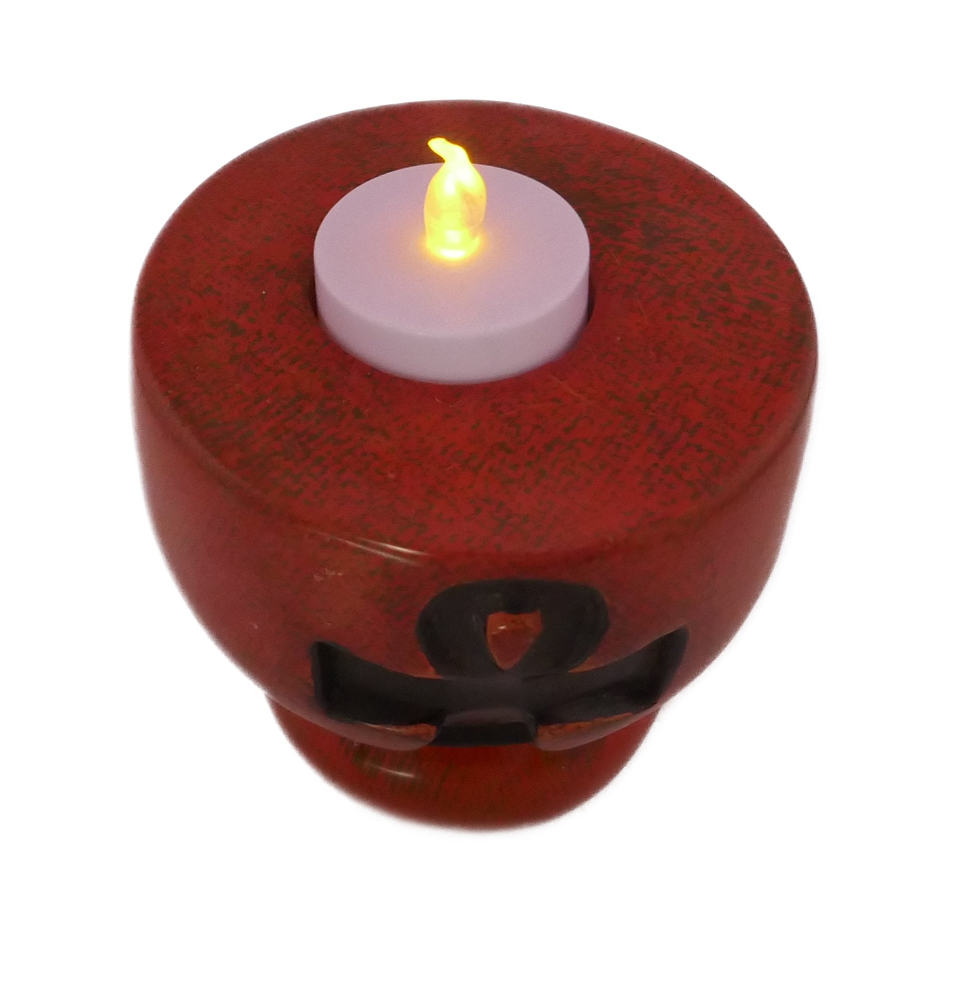 Stone Tealight Holder Egyptian Ankh Cross Symbol of Life Rectangle 9cm B&W or Orange with Storycard - FriendlyTradingCo