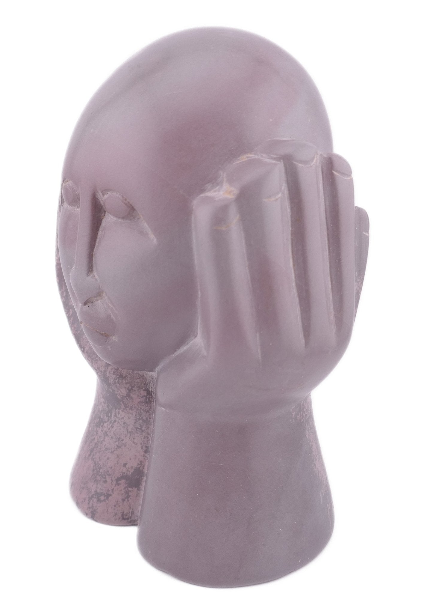 Stone Thinker Sculpture // Two handed stone sculpture 14 cm / Hand crafted in Africa // +Storycard - FriendlyTradingCo