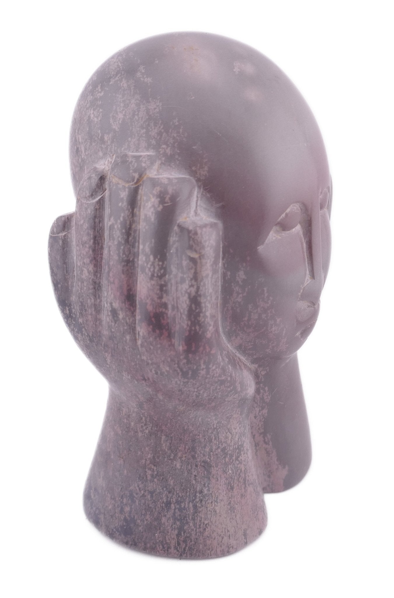 Stone Thinker Sculpture // Two handed stone sculpture 14 cm / Hand crafted in Africa // +Storycard - FriendlyTradingCo