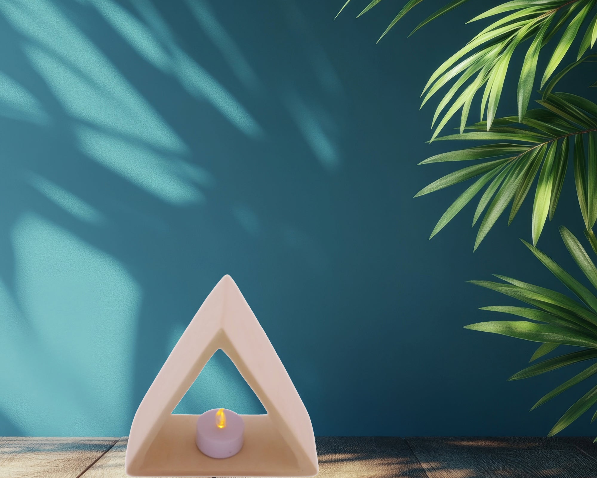 Stone Triangle Tealight Holder 14cm with Storycard - FriendlyTradingCo