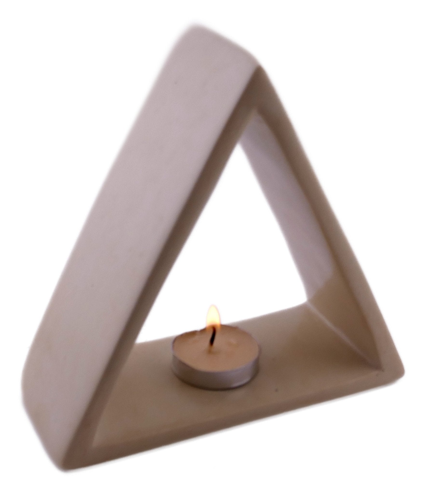 Stone Triangle Tealight Holder 14cm with Storycard - FriendlyTradingCo