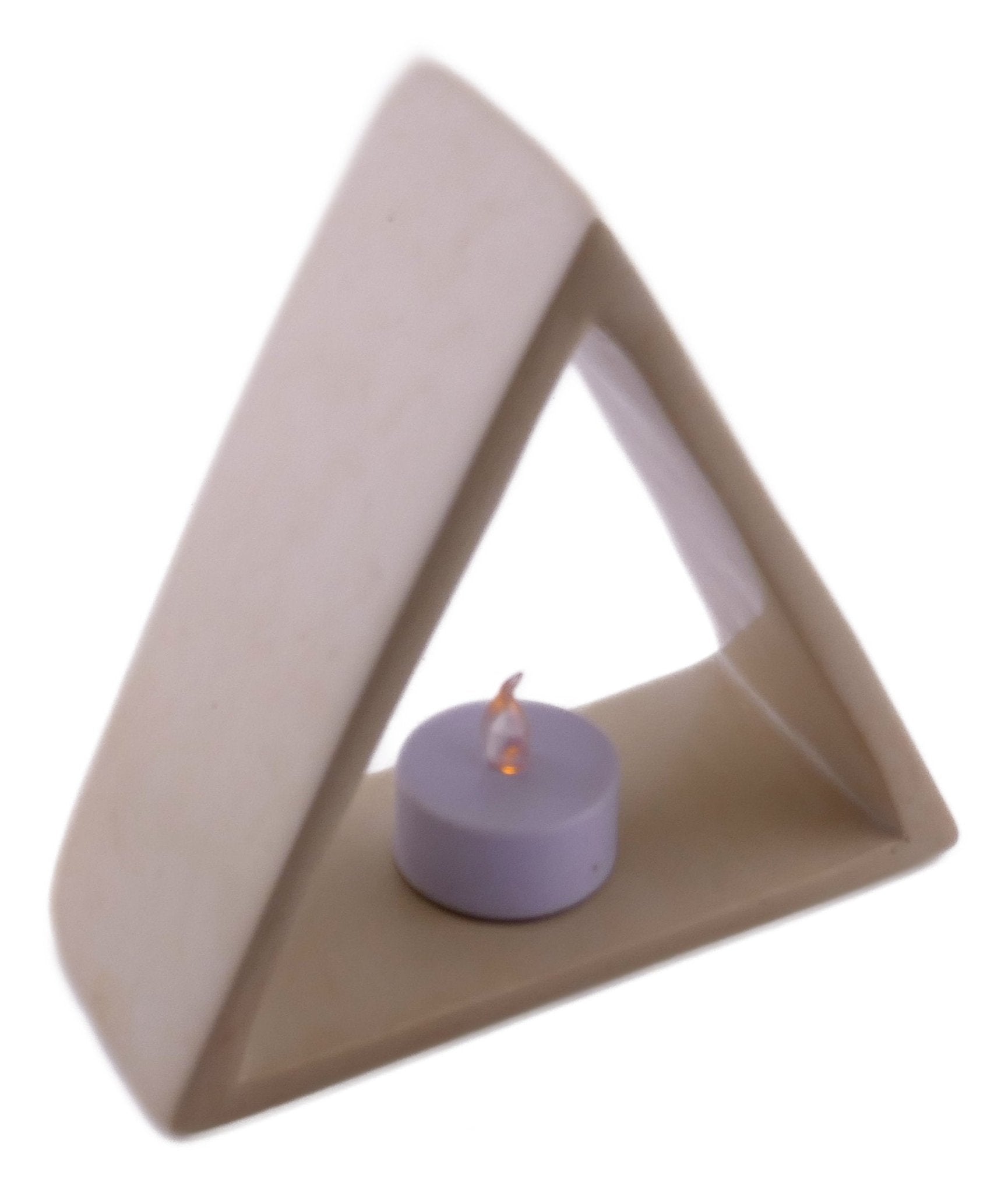 Stone Triangle Tealight Holder 14cm with Storycard - FriendlyTradingCo