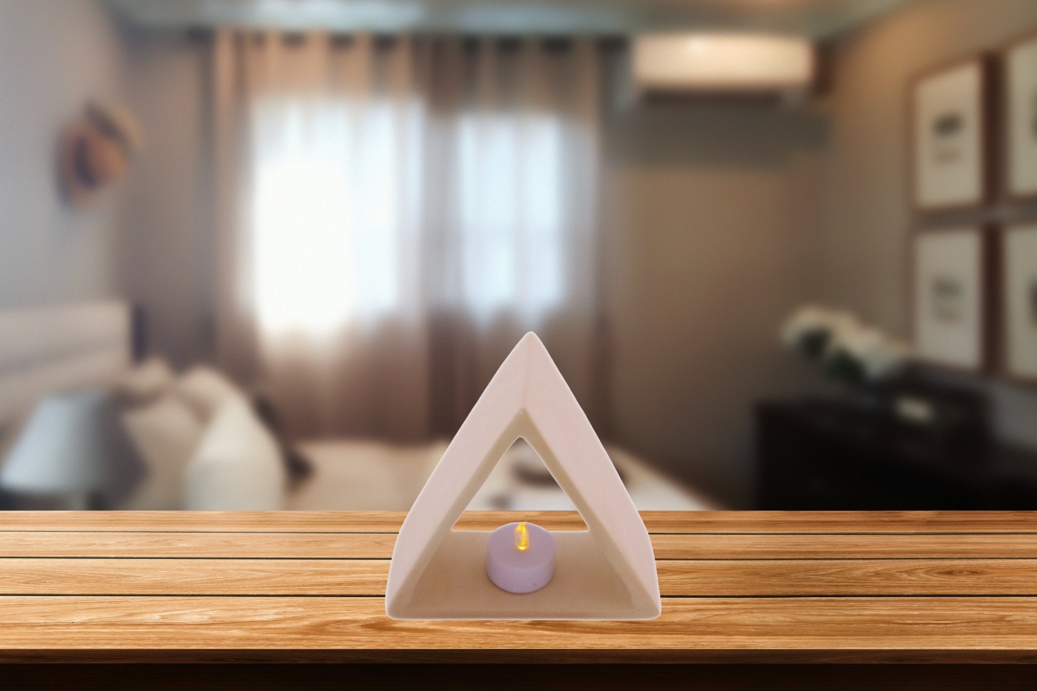 Stone Triangle Tealight Holder 14cm with Storycard - FriendlyTradingCo