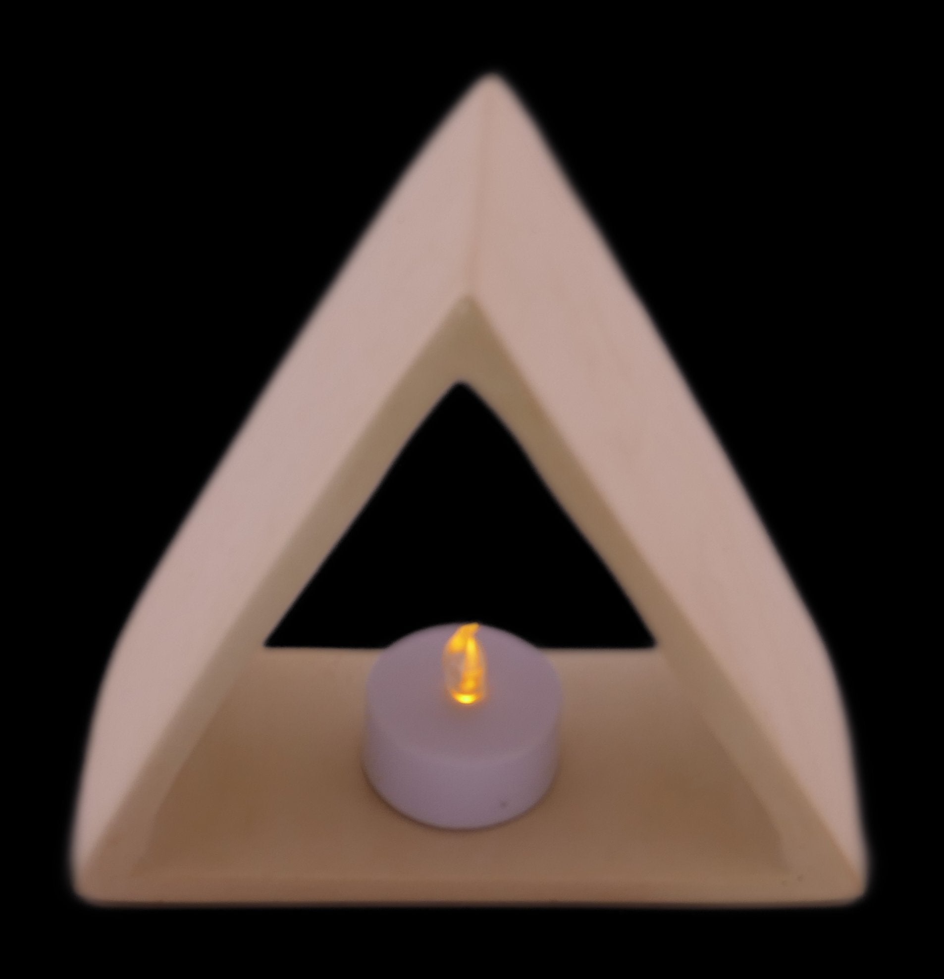 Stone Triangle Tealight Holder 14cm with Storycard - FriendlyTradingCo