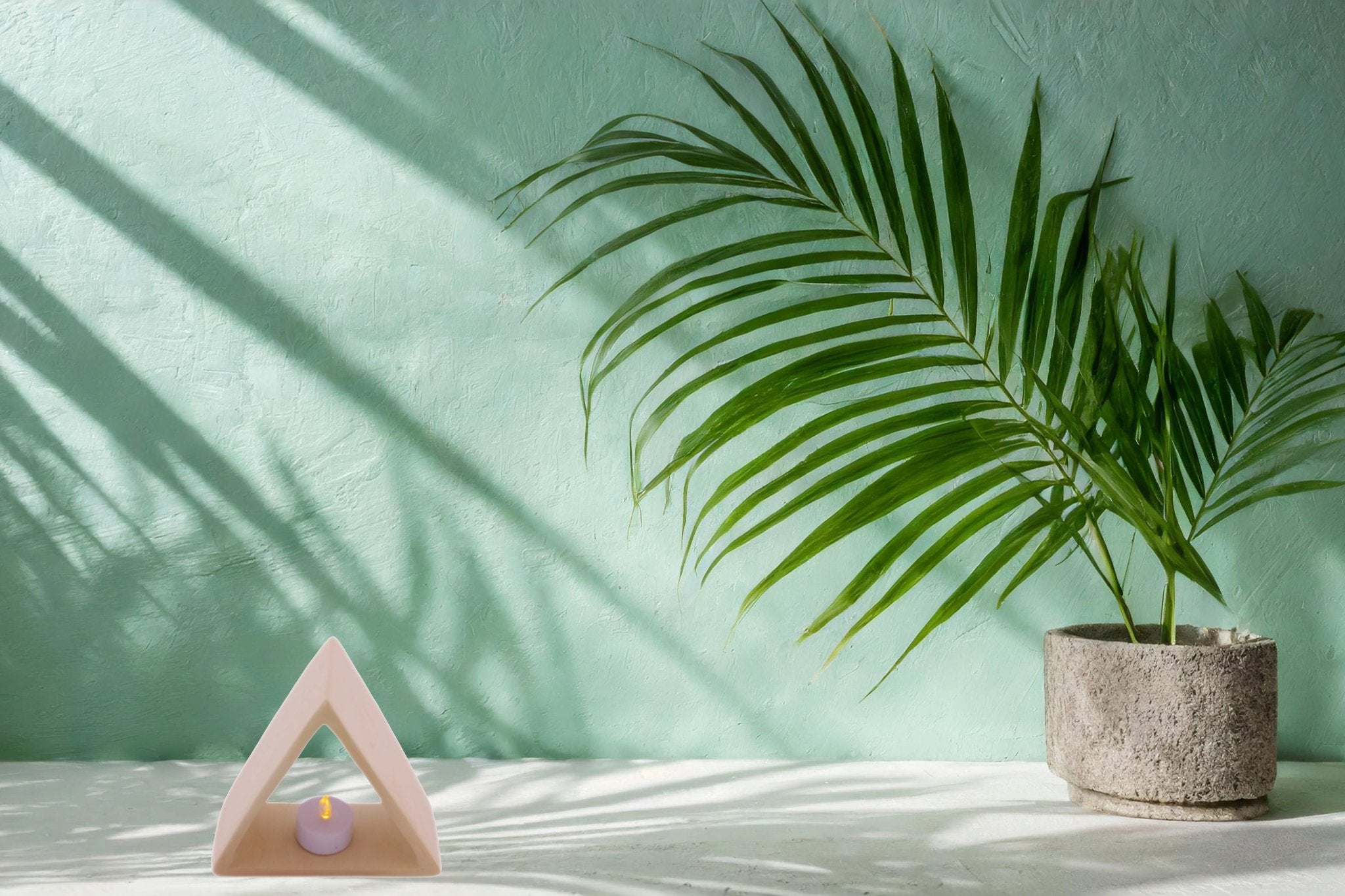 Stone Triangle Tealight Holder 14cm with Storycard - FriendlyTradingCo