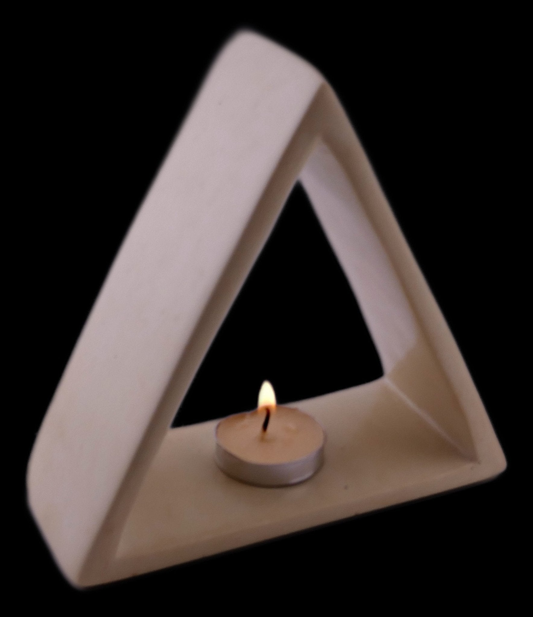 Stone Triangle Tealight Holder 14cm with Storycard - FriendlyTradingCo