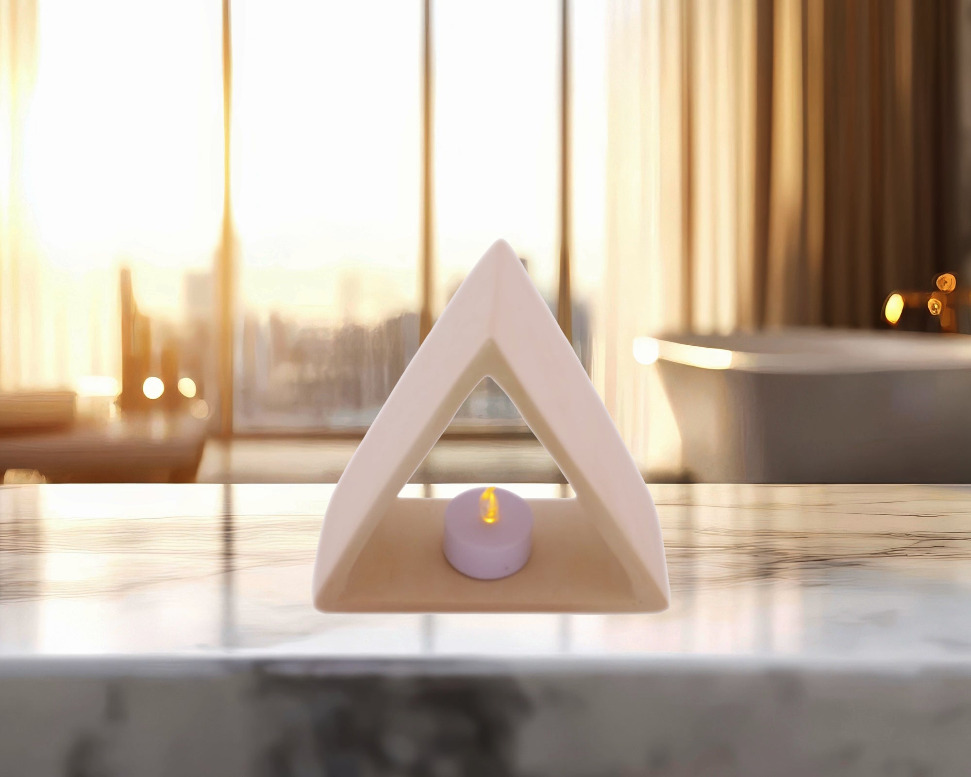 Stone Triangle Tealight Holder 14cm with Storycard - FriendlyTradingCo