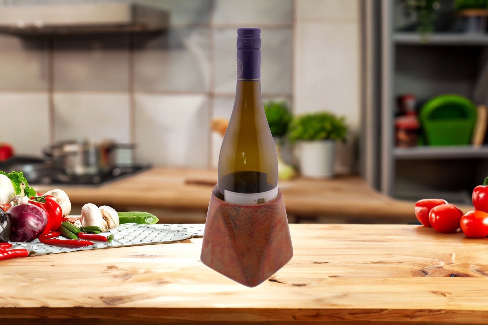 Stone Wine Cooler Burnt Orange design hand made 10cm with Storycard Burnt Orange - FriendlyTradingCo