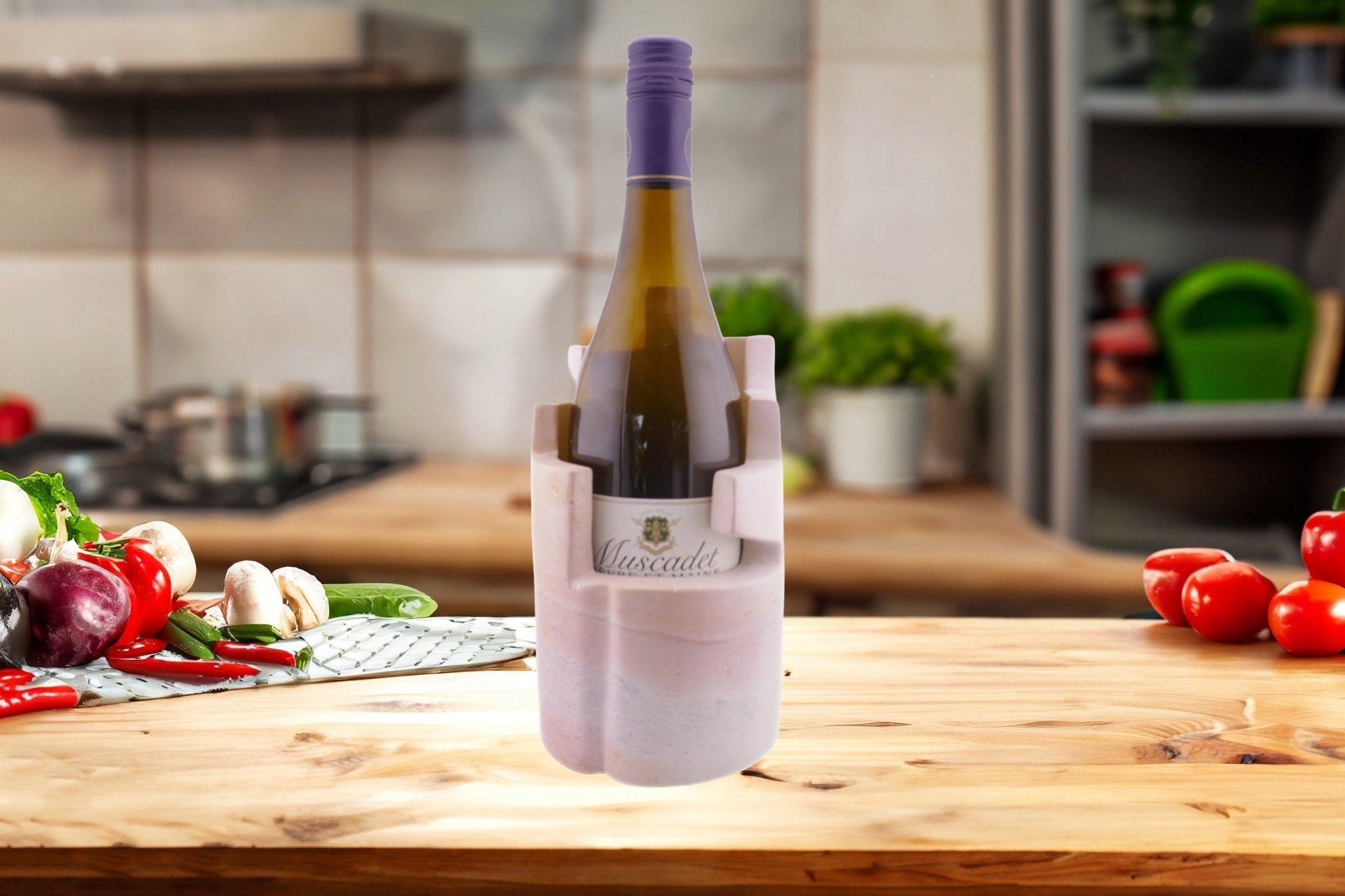 Stone Wine Cooler Castle design hand made 20cm 1.5kg with Storycard - FriendlyTradingCo