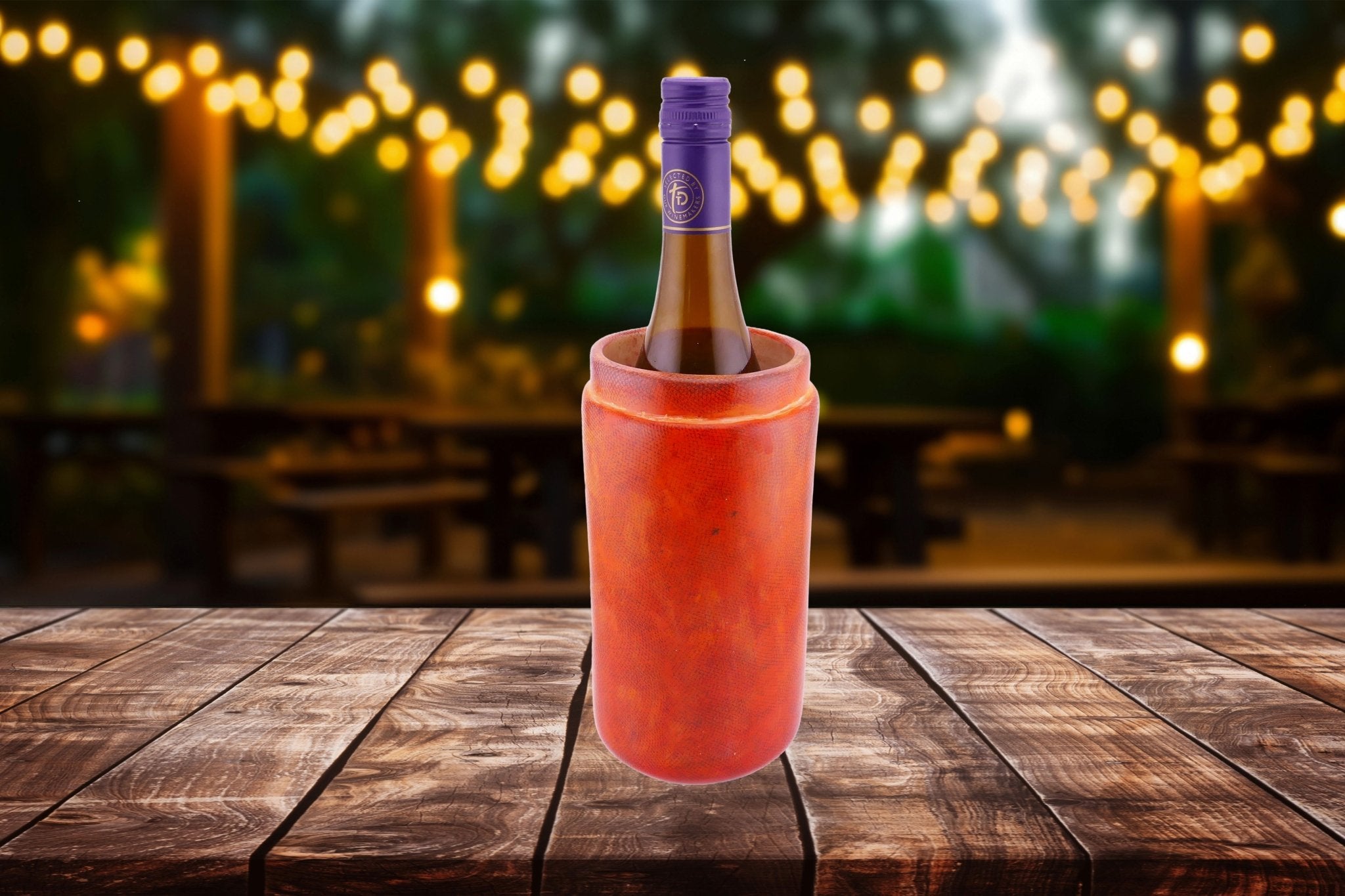 Stone Wine Cooler Classic design hand made 20cm and 15cm with Storycard Burnt Orange - FriendlyTradingCo