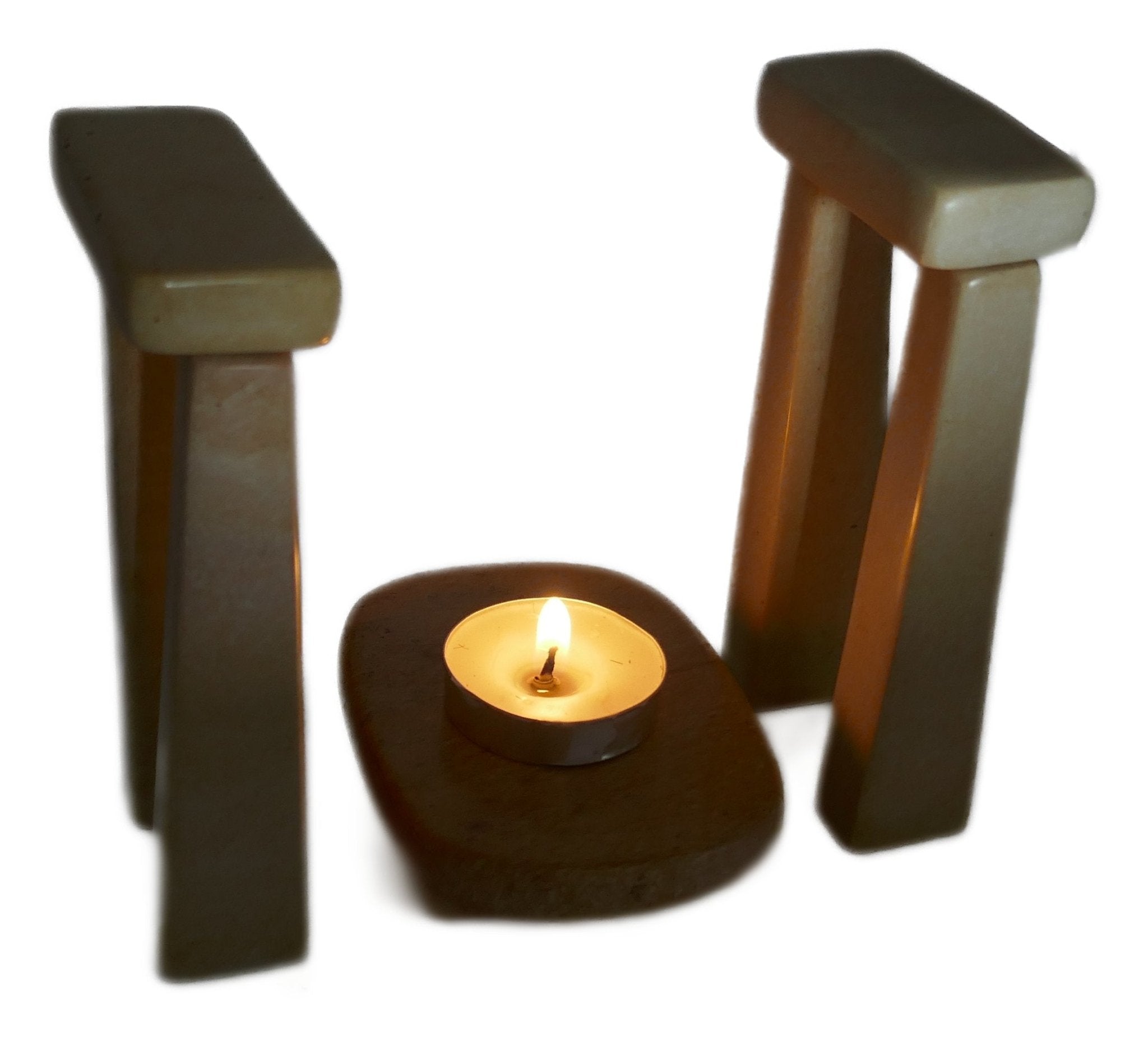 Stonehenge Stone Circle Tealight Holder hand made 11cm Black and White with Storycard - FriendlyTradingCo