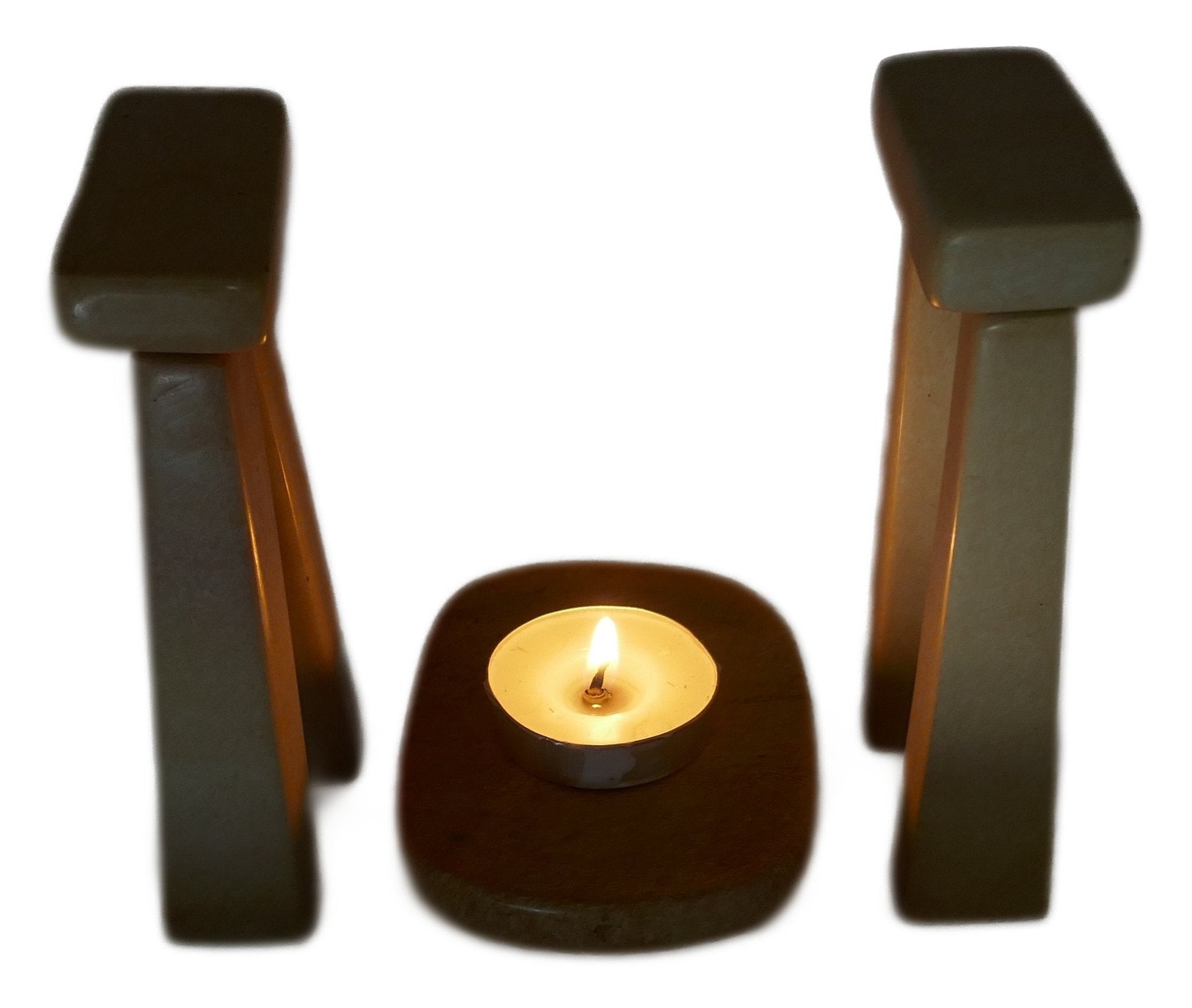 Stonehenge Stone Circle Tealight Holder hand made 11cm Black and White with Storycard - FriendlyTradingCo