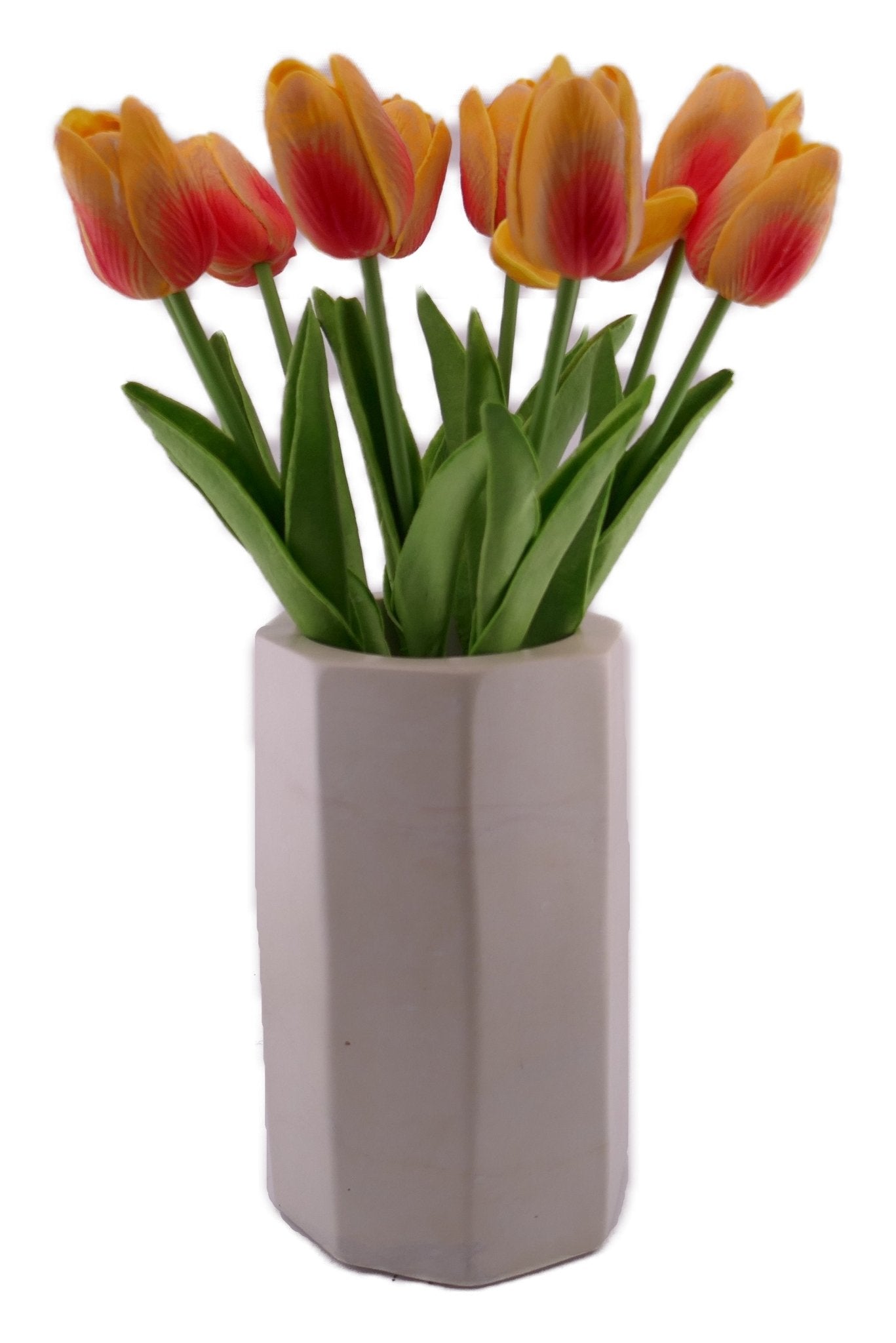 Tall 8 - sided Stone Vase hand made 18cm 2kg with Storycard - FriendlyTradingCo