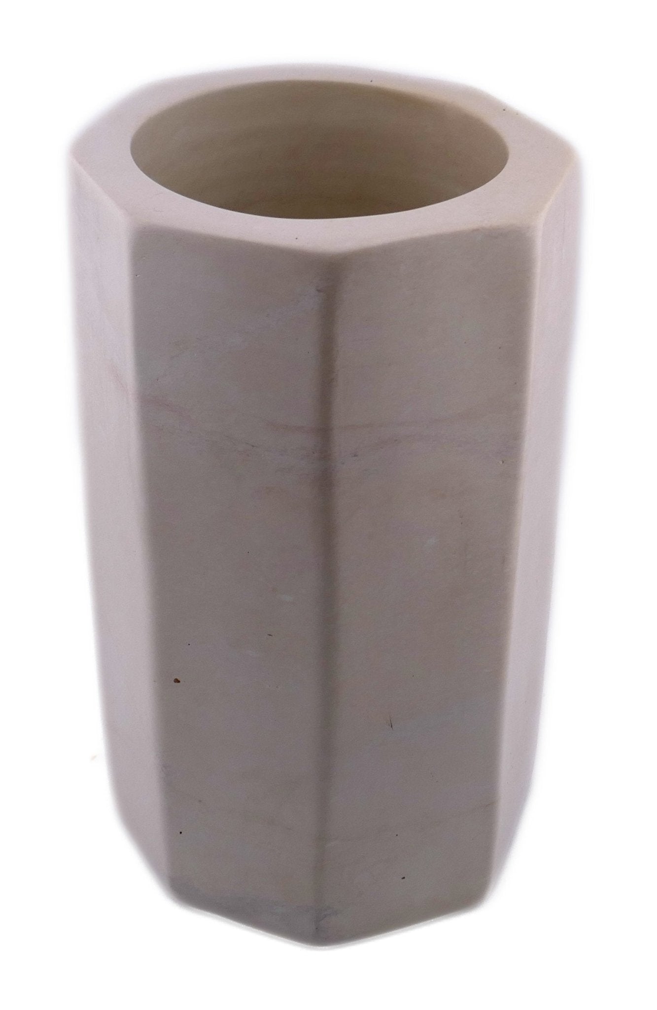Tall 8 - sided Stone Vase hand made 18cm 2kg with Storycard - FriendlyTradingCo