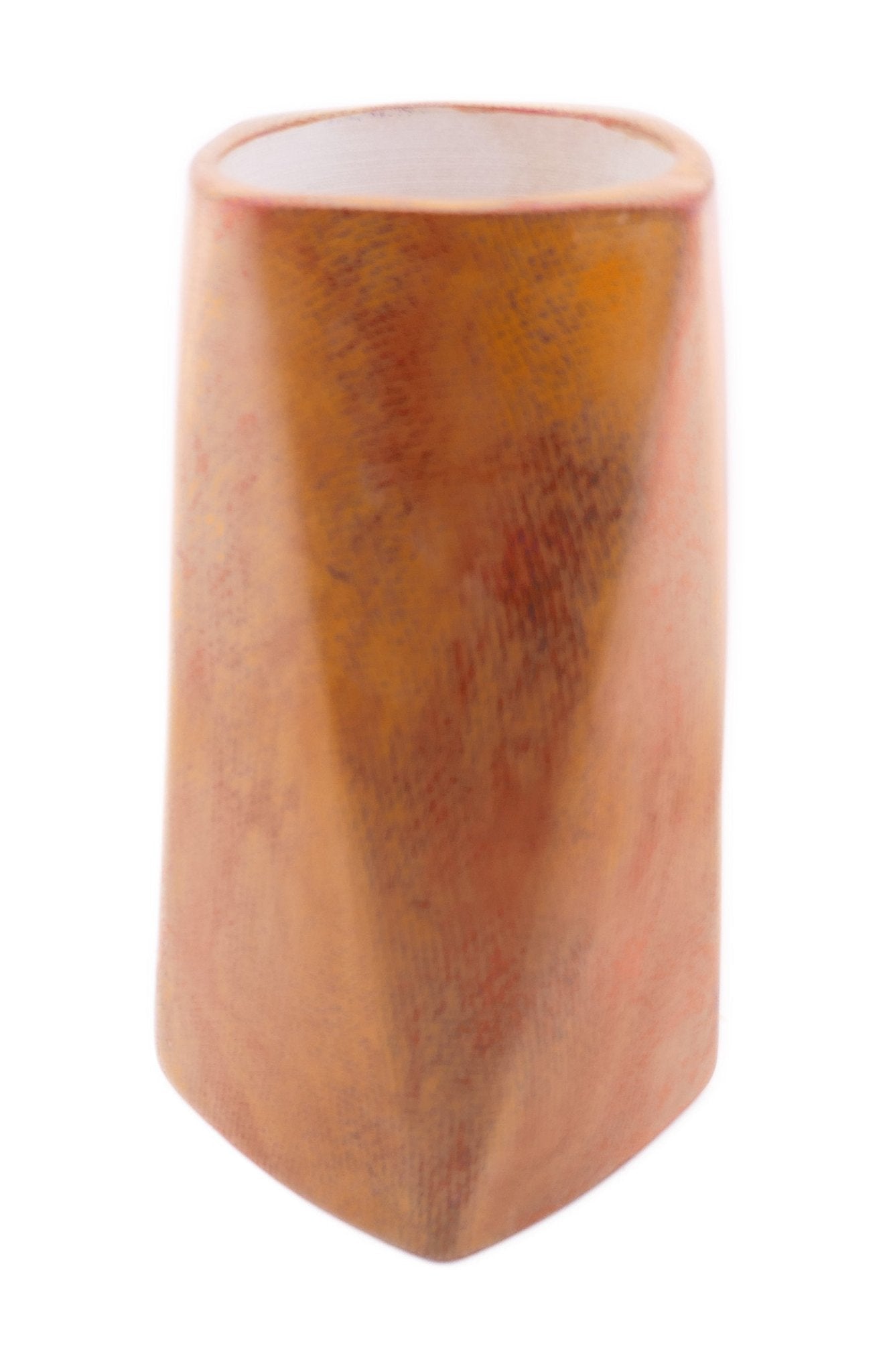 Tall 8 - sided Stone Vase hand made 18cm 2kg with Storycard Natural or Burnt Orange - FriendlyTradingCo