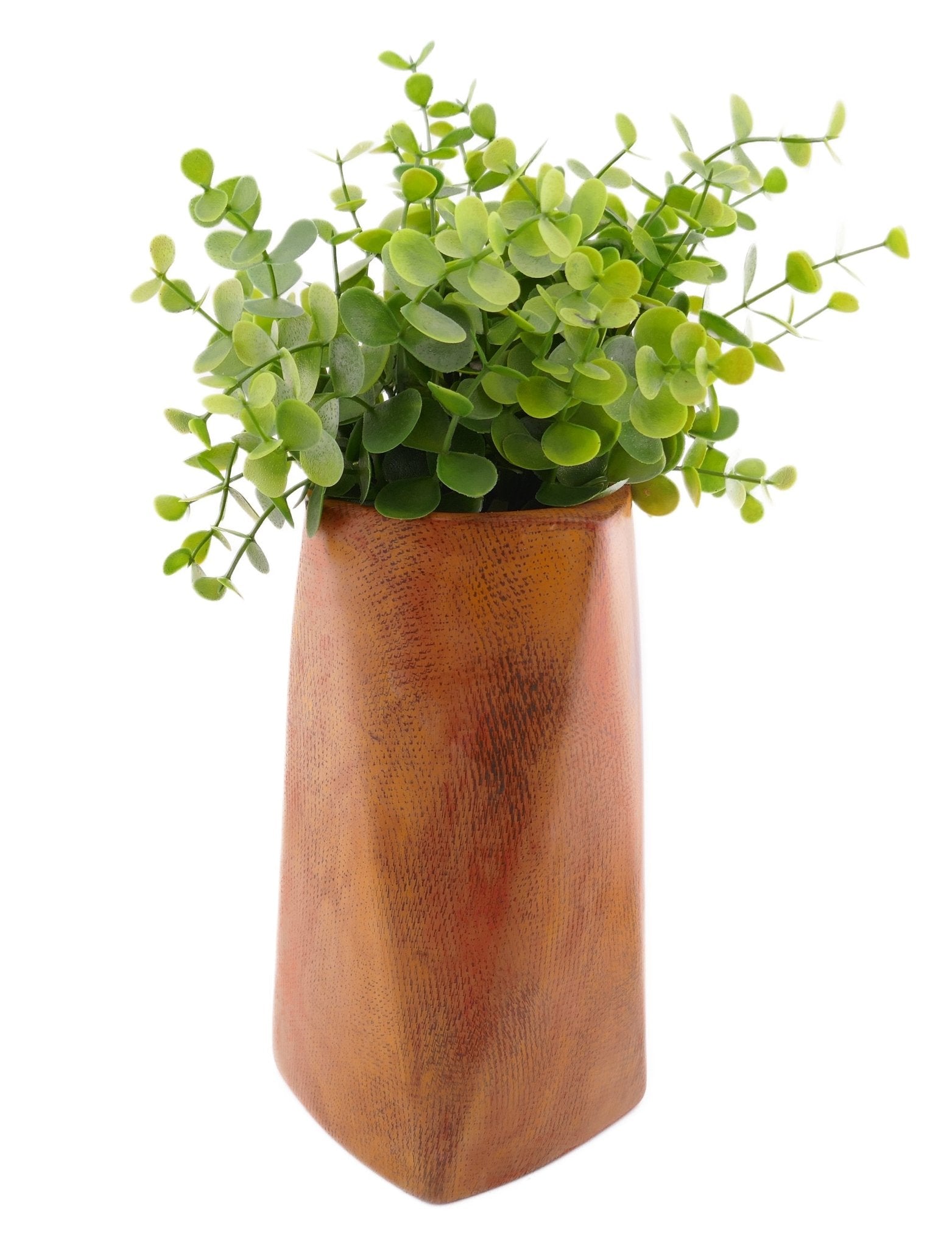 Tall 8 - sided Stone Vase hand made 18cm 2kg with Storycard Natural or Burnt Orange - FriendlyTradingCo