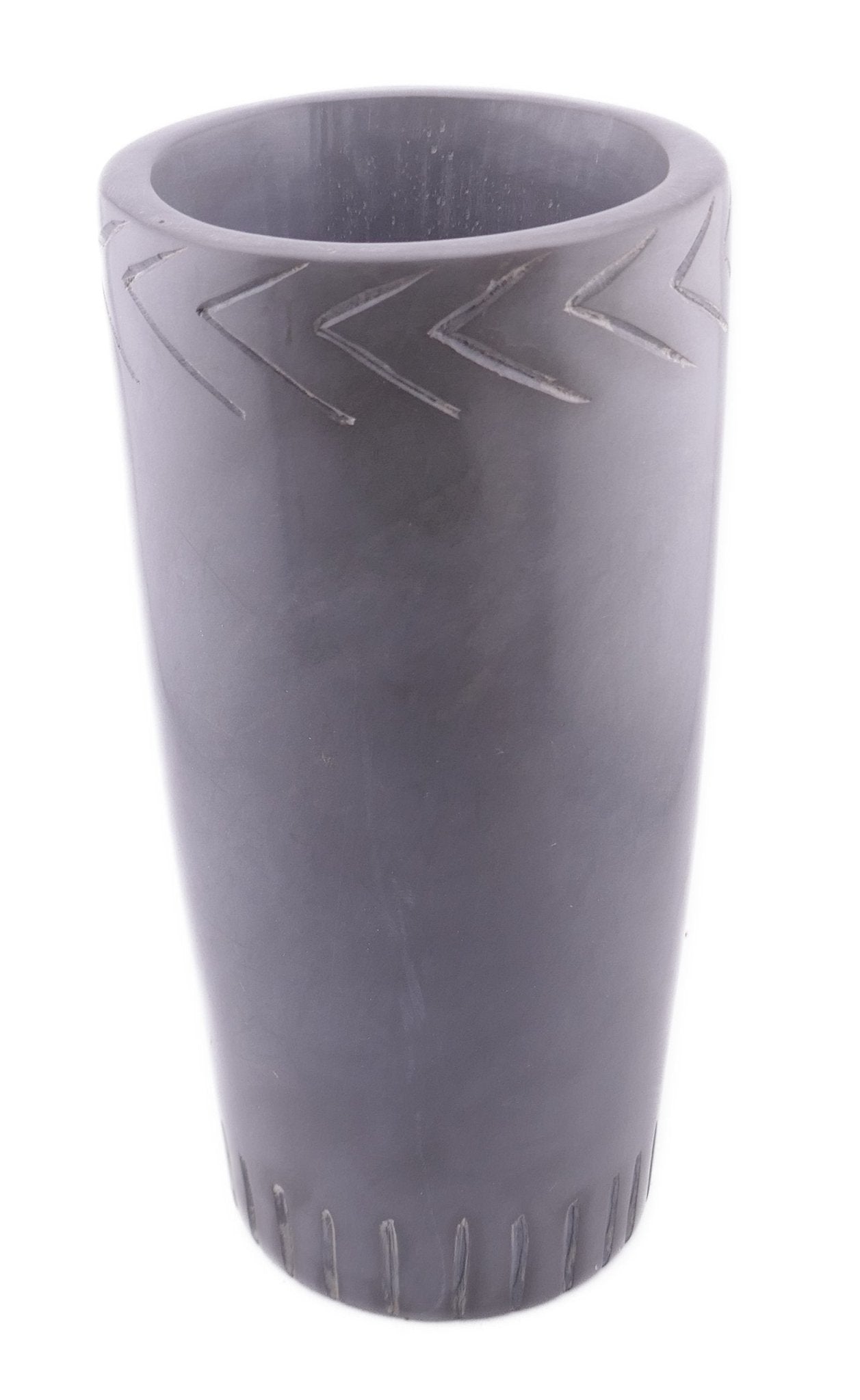 Tall Decorated Grey Stone Pillar Vase hand made 20cm 1.5kg with Storycard - FriendlyTradingCo