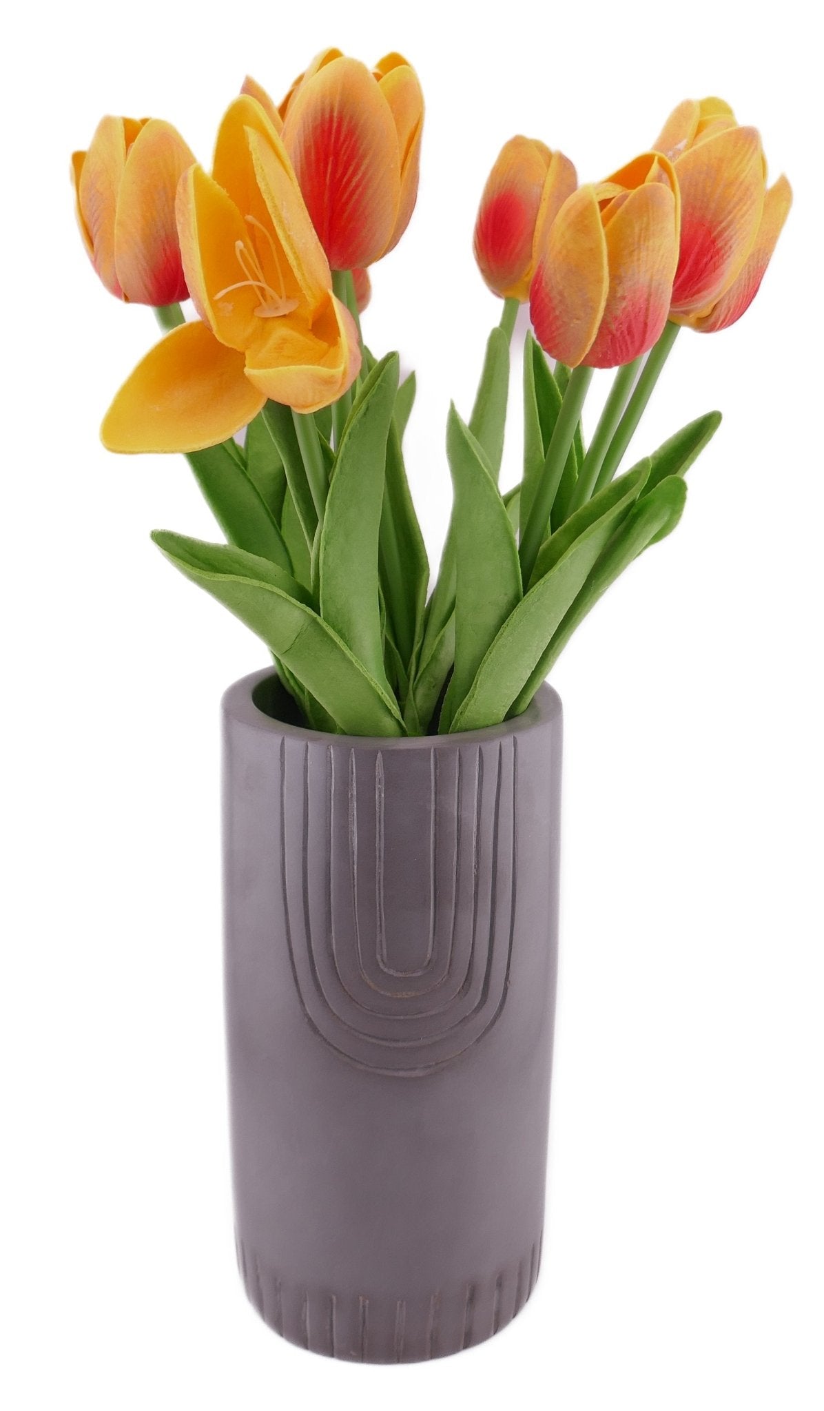 Tall Decorated Stone Pillar Vase hand made 20cm 1.5kg with Storycard - FriendlyTradingCo