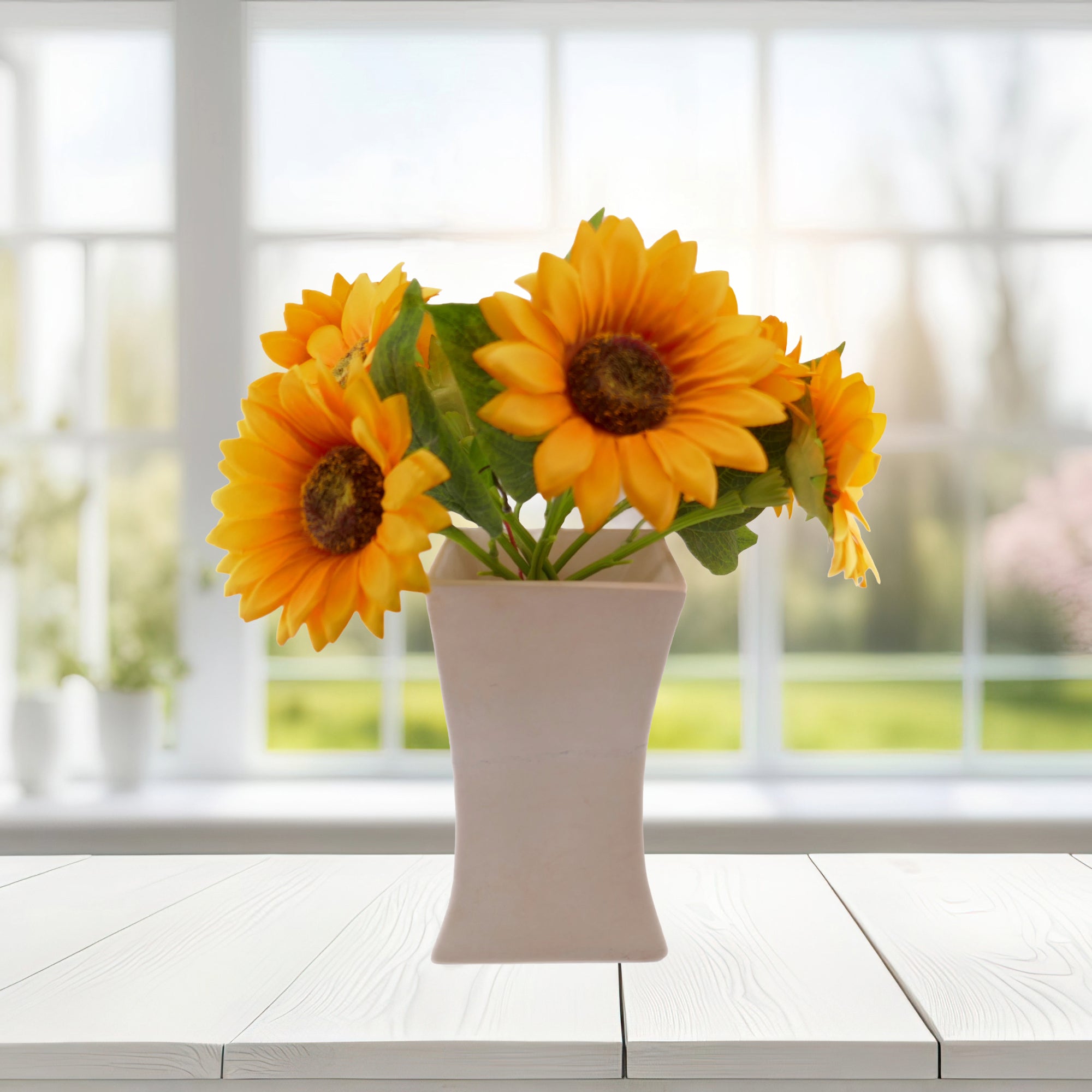 Tall Fluted Stone Pillar Vase hand made 20cm 2kg with Storycard - FriendlyTradingCo