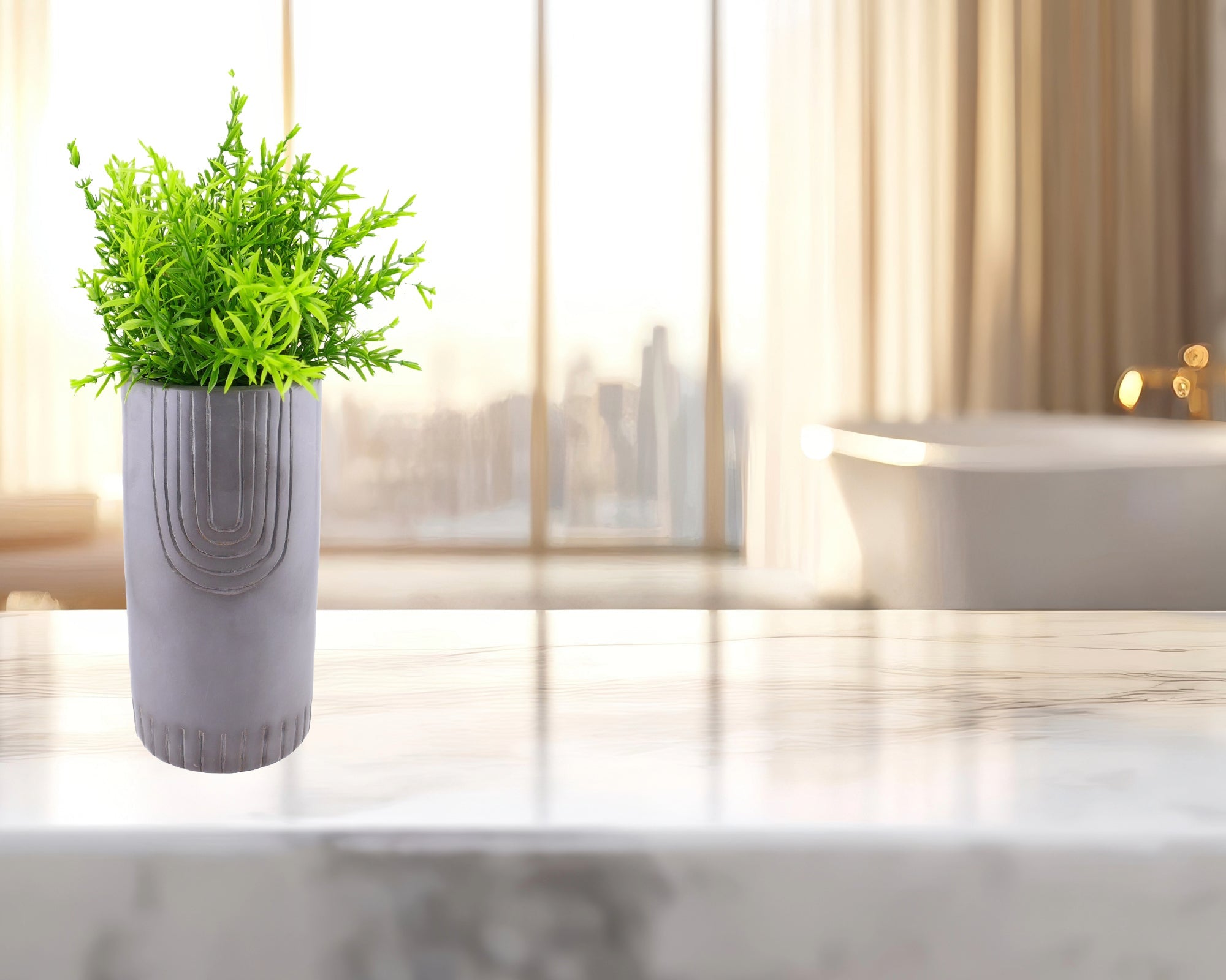 Tall Grey Stone Planter hand made 20 cm with Storycard in two designs - FriendlyTradingCo