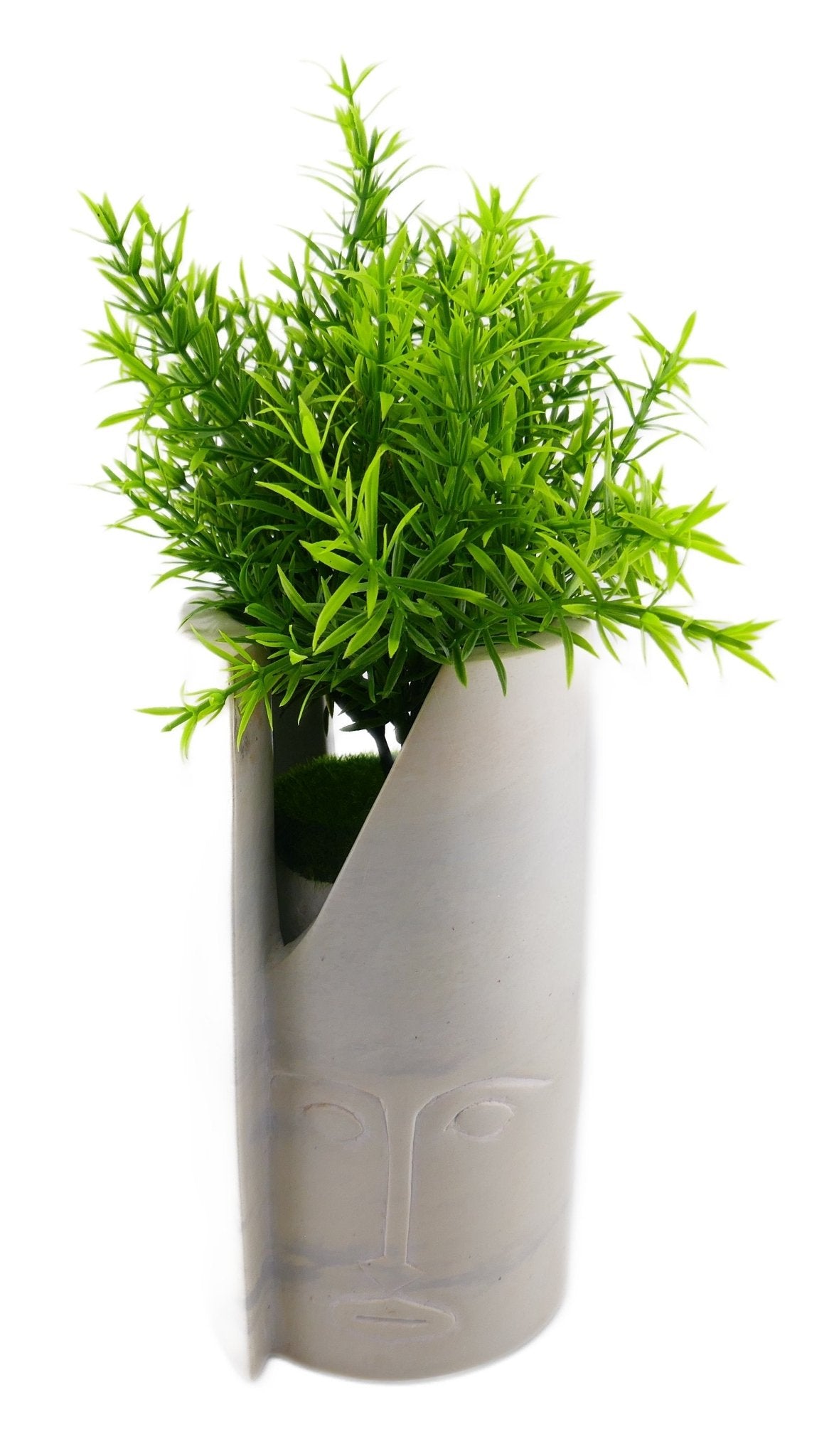 Tall Stone Face Tealight Candle Lamp hand made 19cm heavy 2 kg with Storycard - FriendlyTradingCo