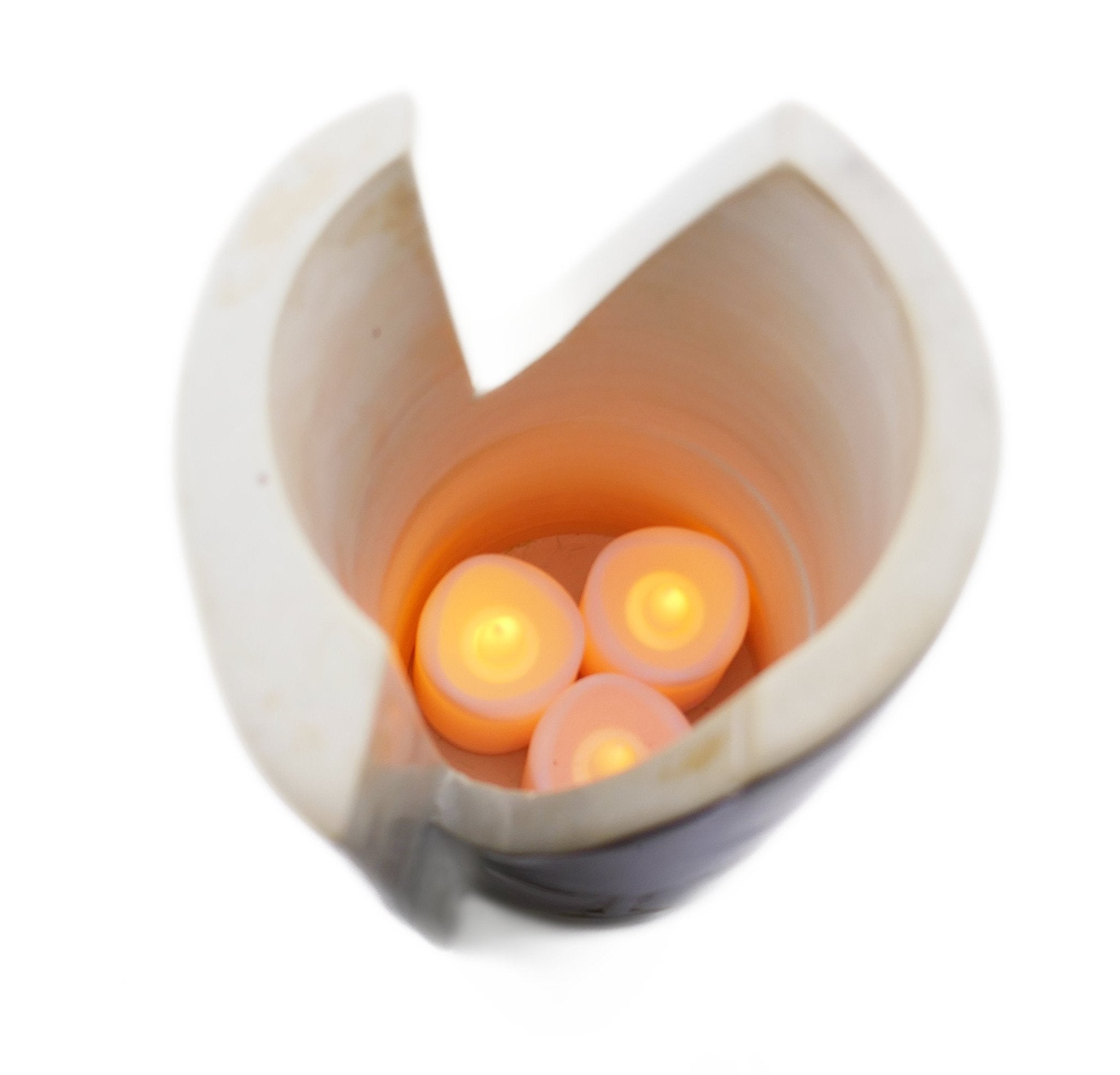 Tall Stone Face Tealight Candle Lamp hand made 19cm heavy 2 kg with Storycard - FriendlyTradingCo