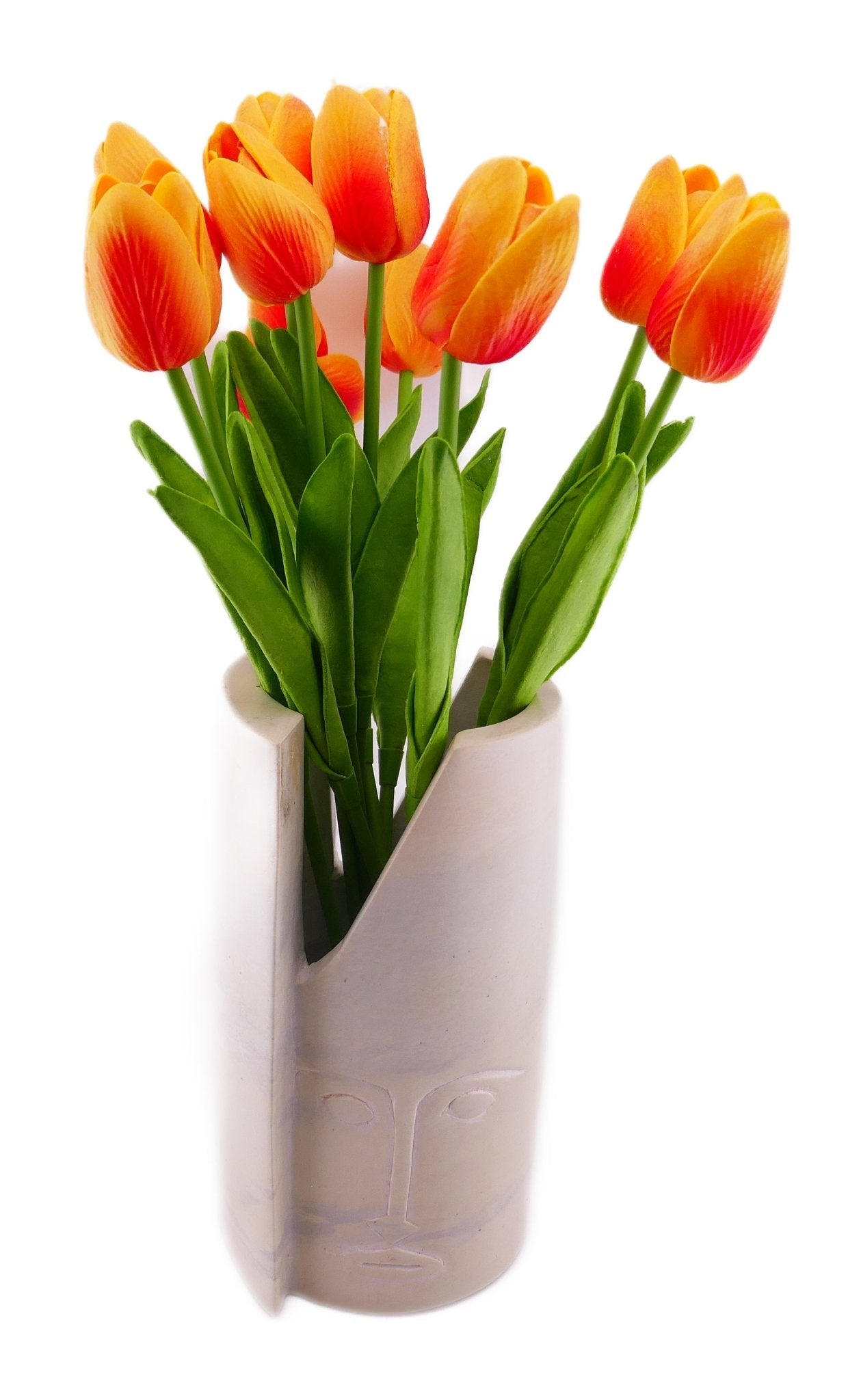 Tall Stone Face Tealight Candle Lamp hand made 19cm heavy 2 kg with Storycard - FriendlyTradingCo