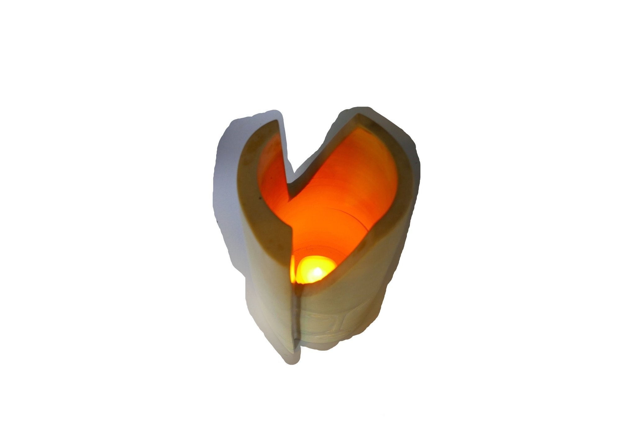 Tall Stone Face Tealight Candle Lamp hand made 19cm heavy 2 kg with Storycard - FriendlyTradingCo