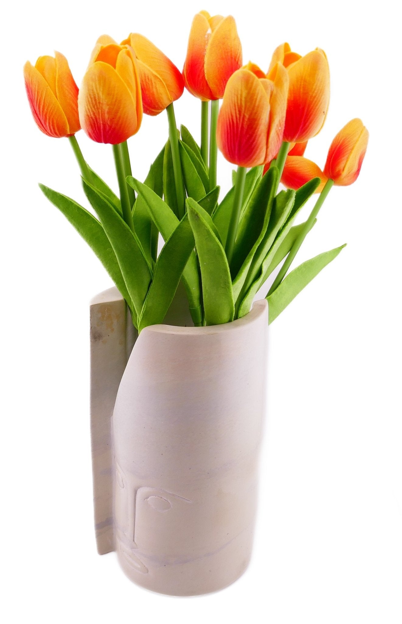 Tall Stone Face Tealight Candle Lamp hand made 19cm heavy 2 kg with Storycard - FriendlyTradingCo