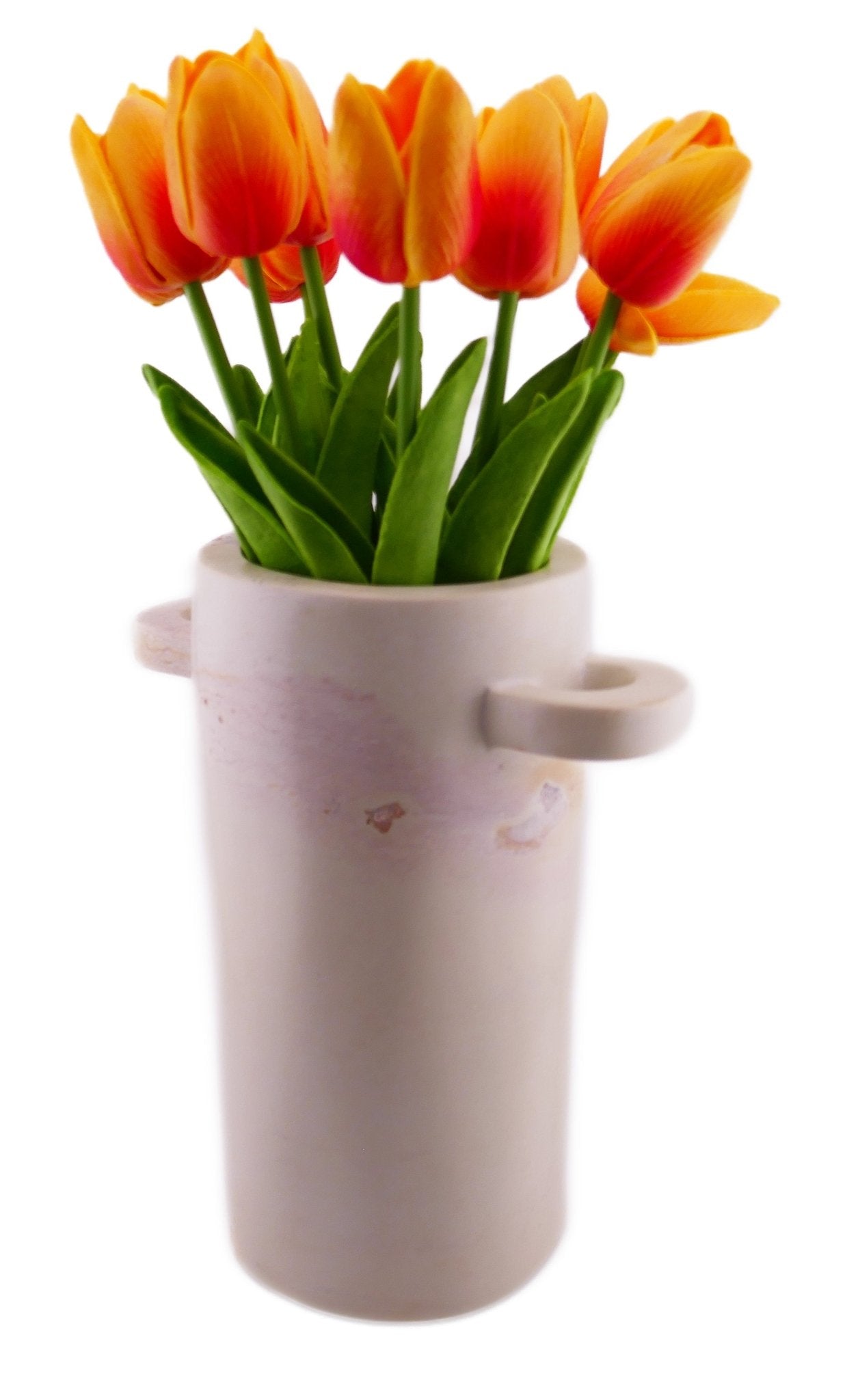 Tall Stone French Cottage style Vase hand made 20cm 2 kg with Storycard - FriendlyTradingCo