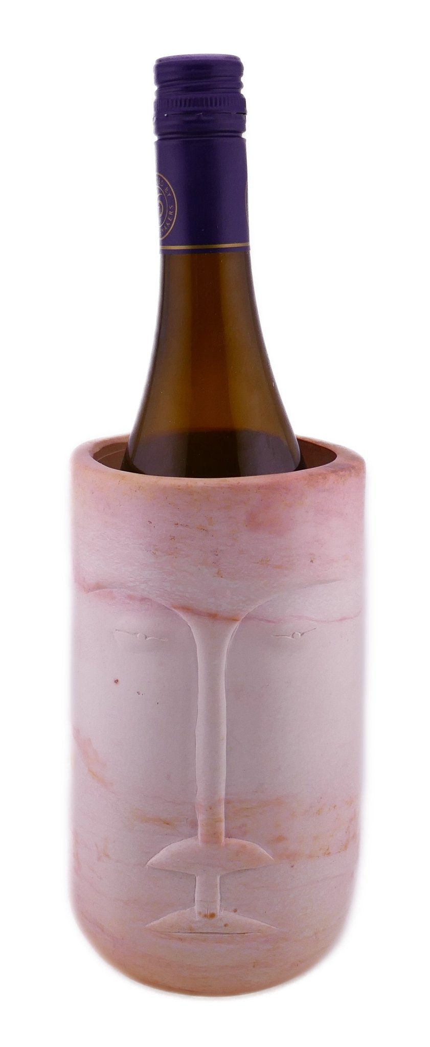 Tall Stone Wine Cooler African warrior face design hand made 20cm with Storycard - FriendlyTradingCo