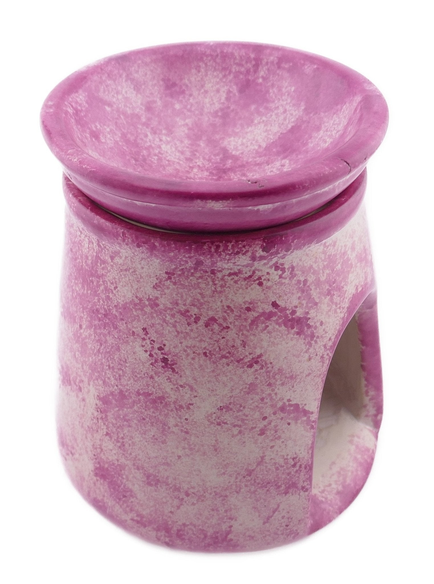 Tealight Candle Holder Essential Oil Burner stone sculpture 12 cm Lilac Swirls with Storycard - FriendlyTradingCo