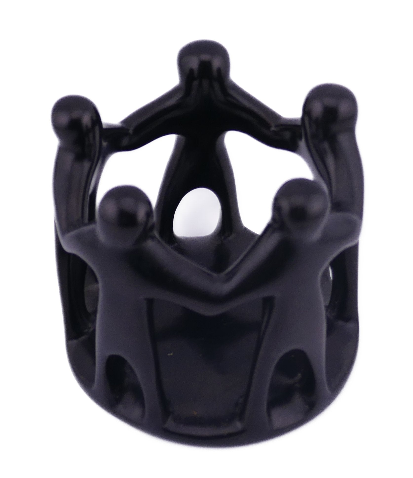 Togetherness Tealight Holder stone sculpture hand made 9cm Black with Storycard - FriendlyTradingCo