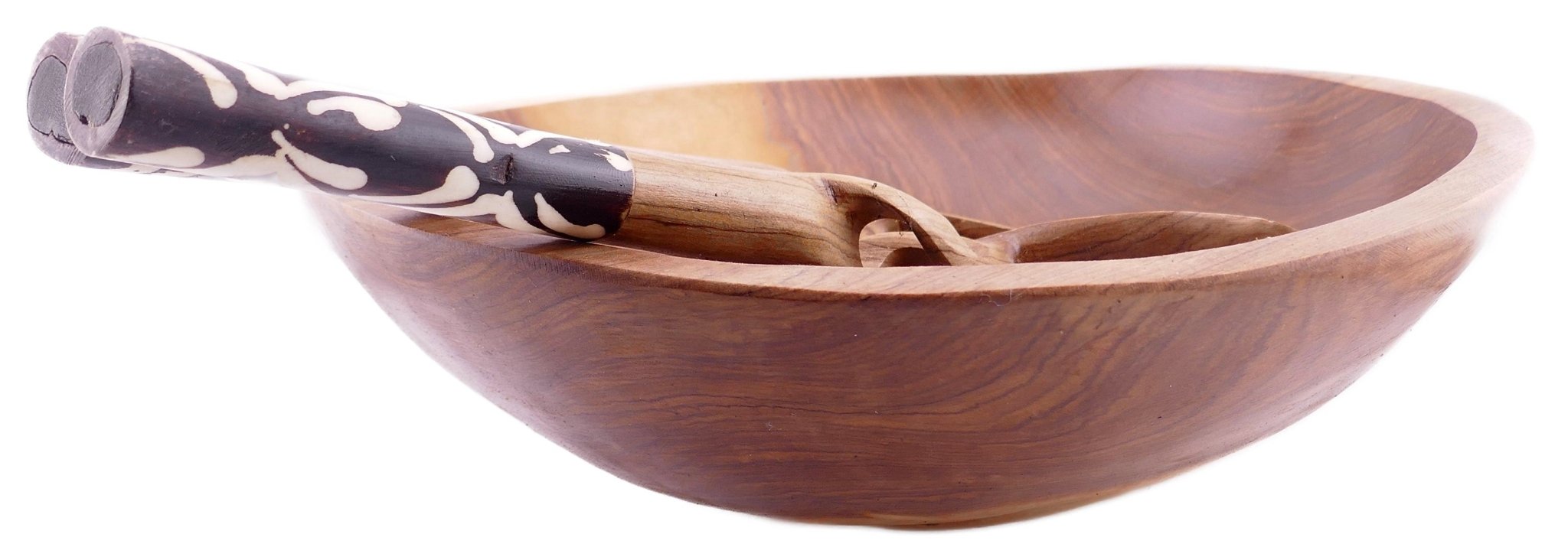 Wild Olivewood Bowl // Fruit Bread Salad Snack Bowl 11 inch 28 cm // with storycard - FriendlyTradingCo