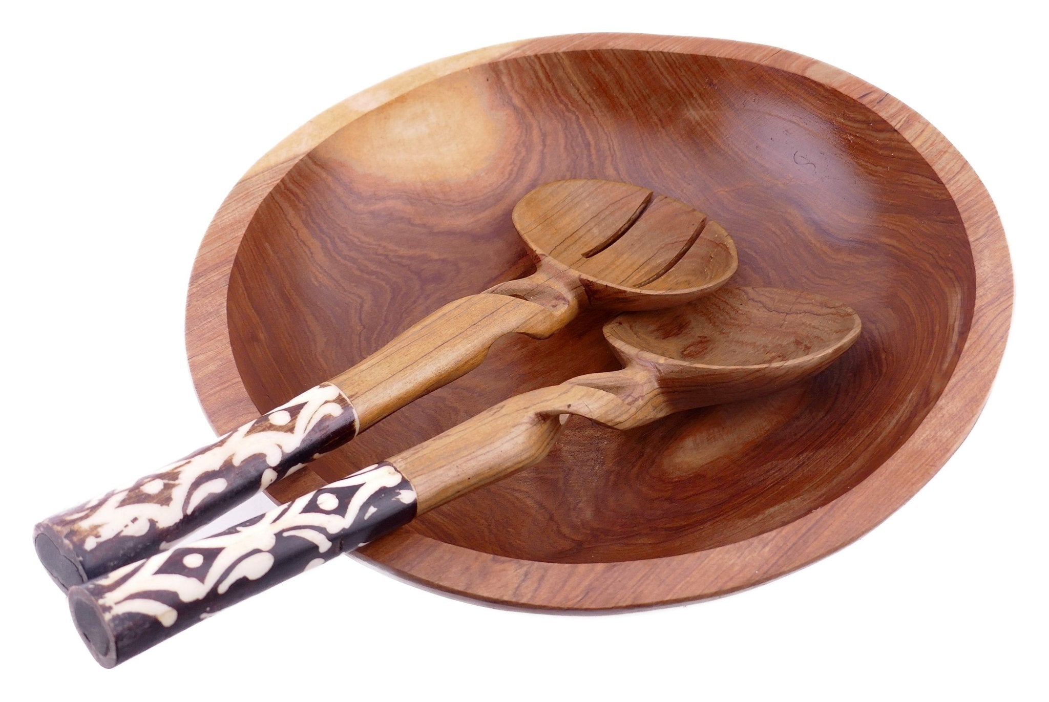 Wild Olivewood Bowl // Fruit Bread Salad Snack Bowl 11 inch 28 cm // with storycard - FriendlyTradingCo